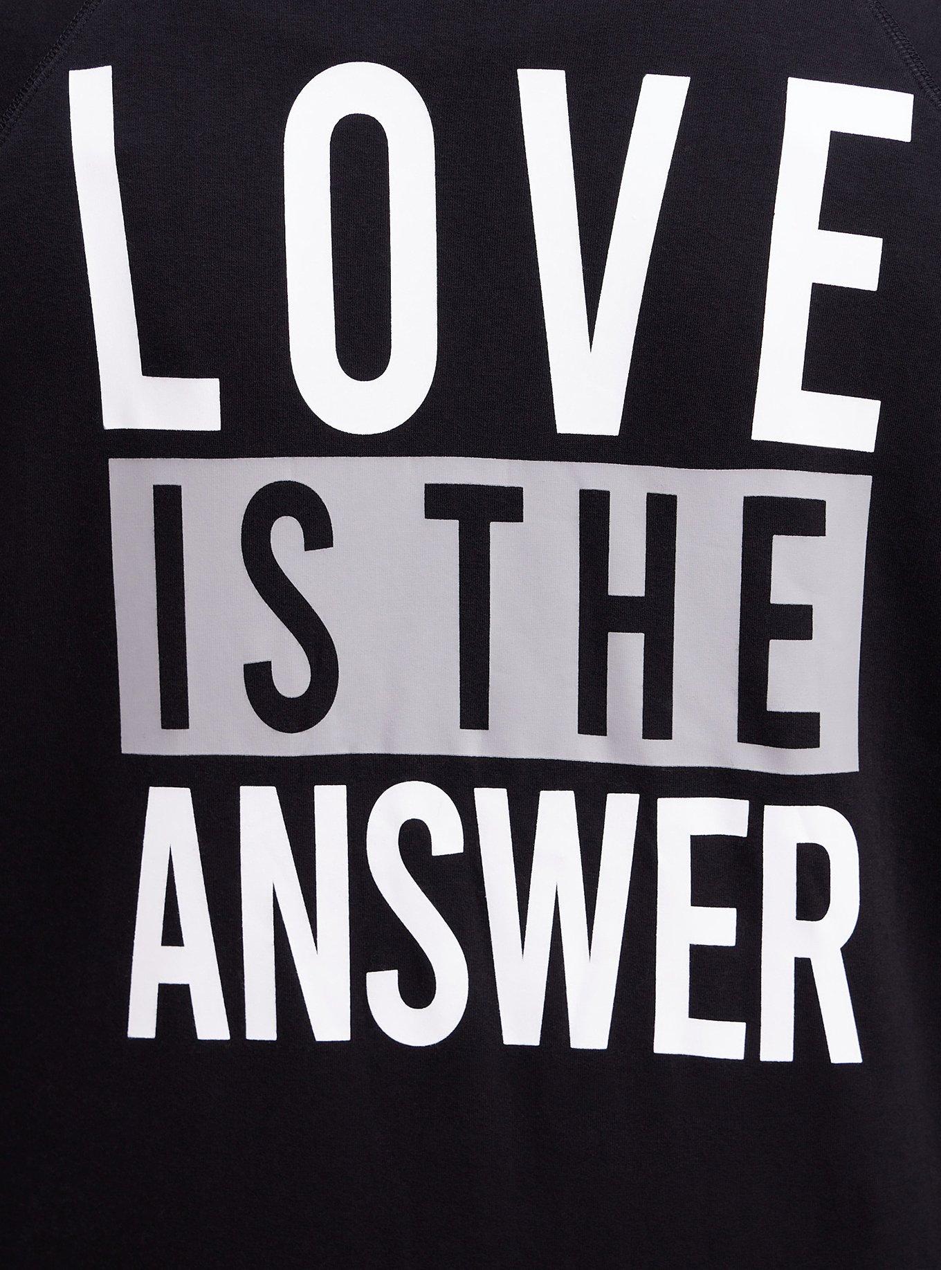 Zip-Up Hoodie - Ultra Soft Fleece Love Is The Answer Black, DEEP BLACK, alternate