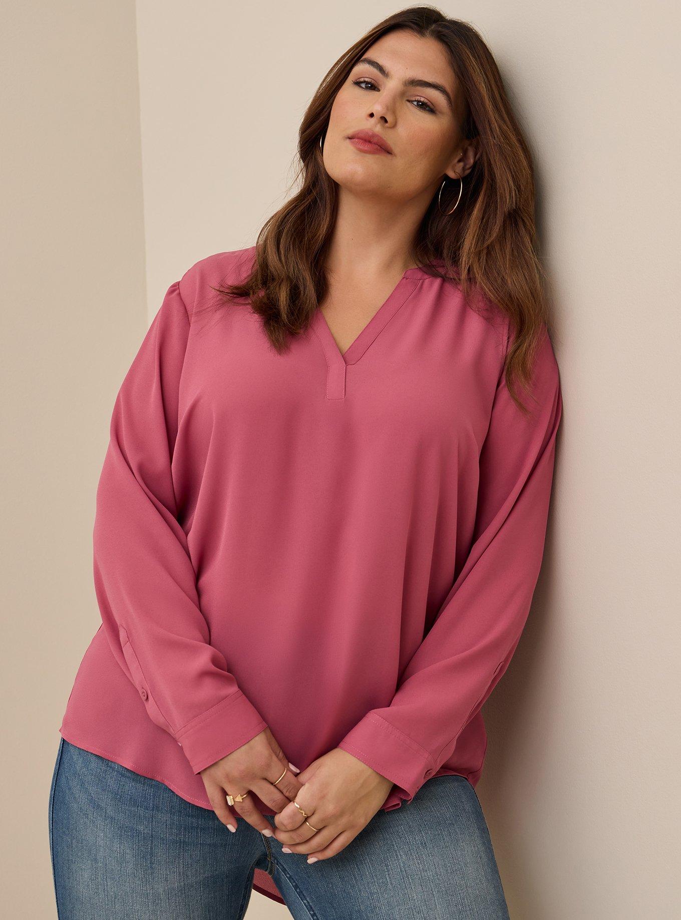 Plus Size - Georgette Hi-Low Pullover Long Sleeve Blouse - Torrid