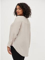 Plus Size Georgette Hi-Low Pullover Long Sleeve Blouse, CHATEAU GRAY, alternate