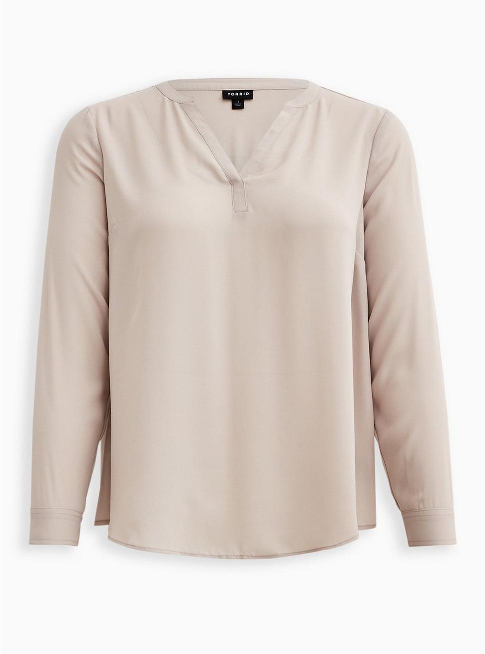 Plus Size Georgette Hi-Low Pullover Long Sleeve Blouse, CHATEAU GRAY, hi-res