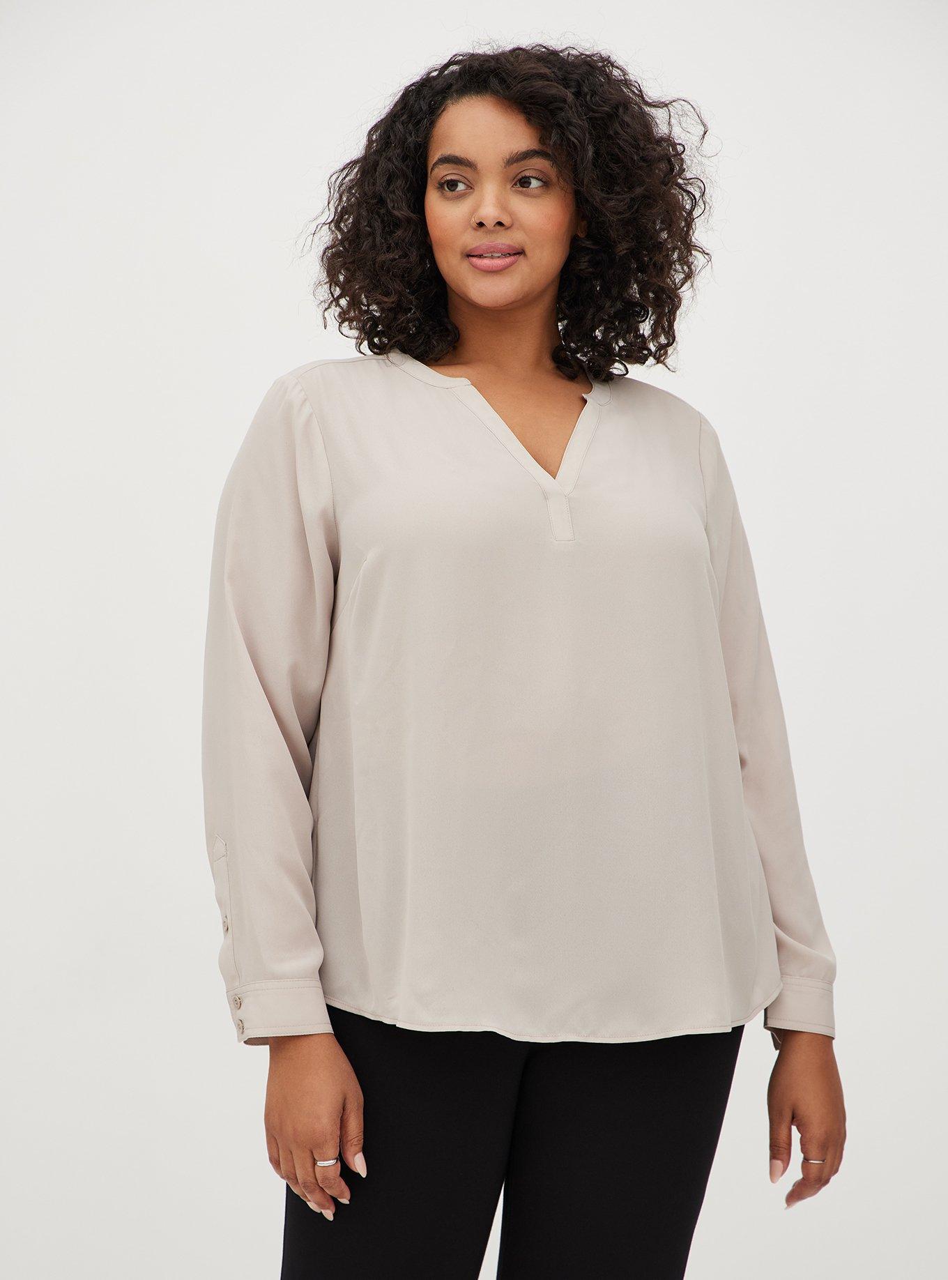 Georgette Hi-Low Pullover Long Sleeve Blouse