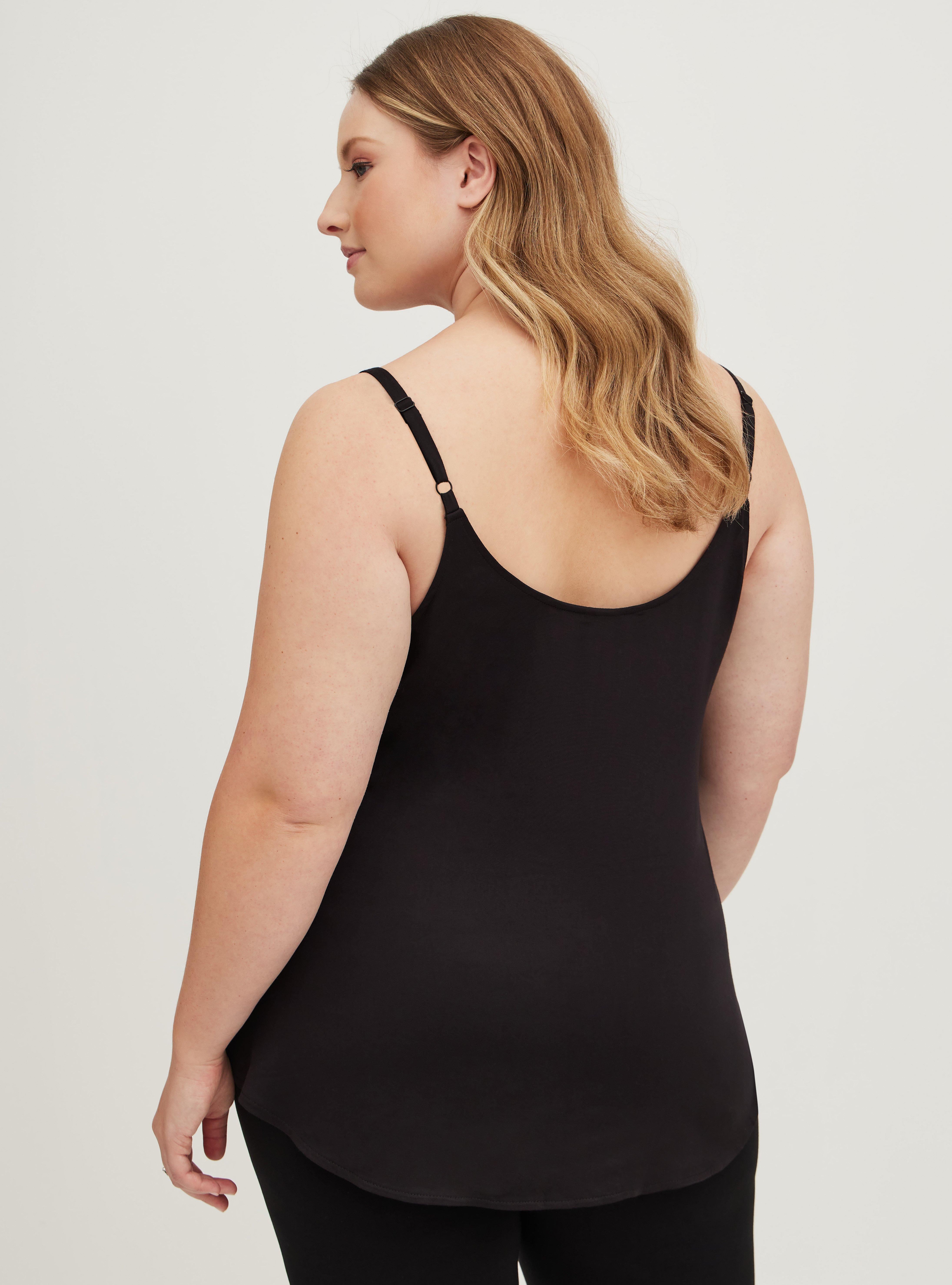 Plus Size Ava Stretch Challis Tunic Cami, DEEP BLACK, alternate