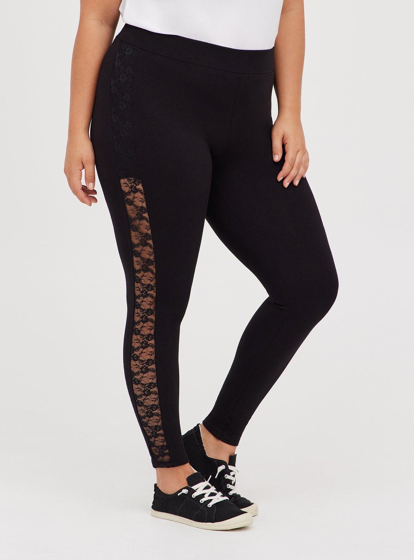 Plus Size - Premium Legging Lace Side - Black - Torrid