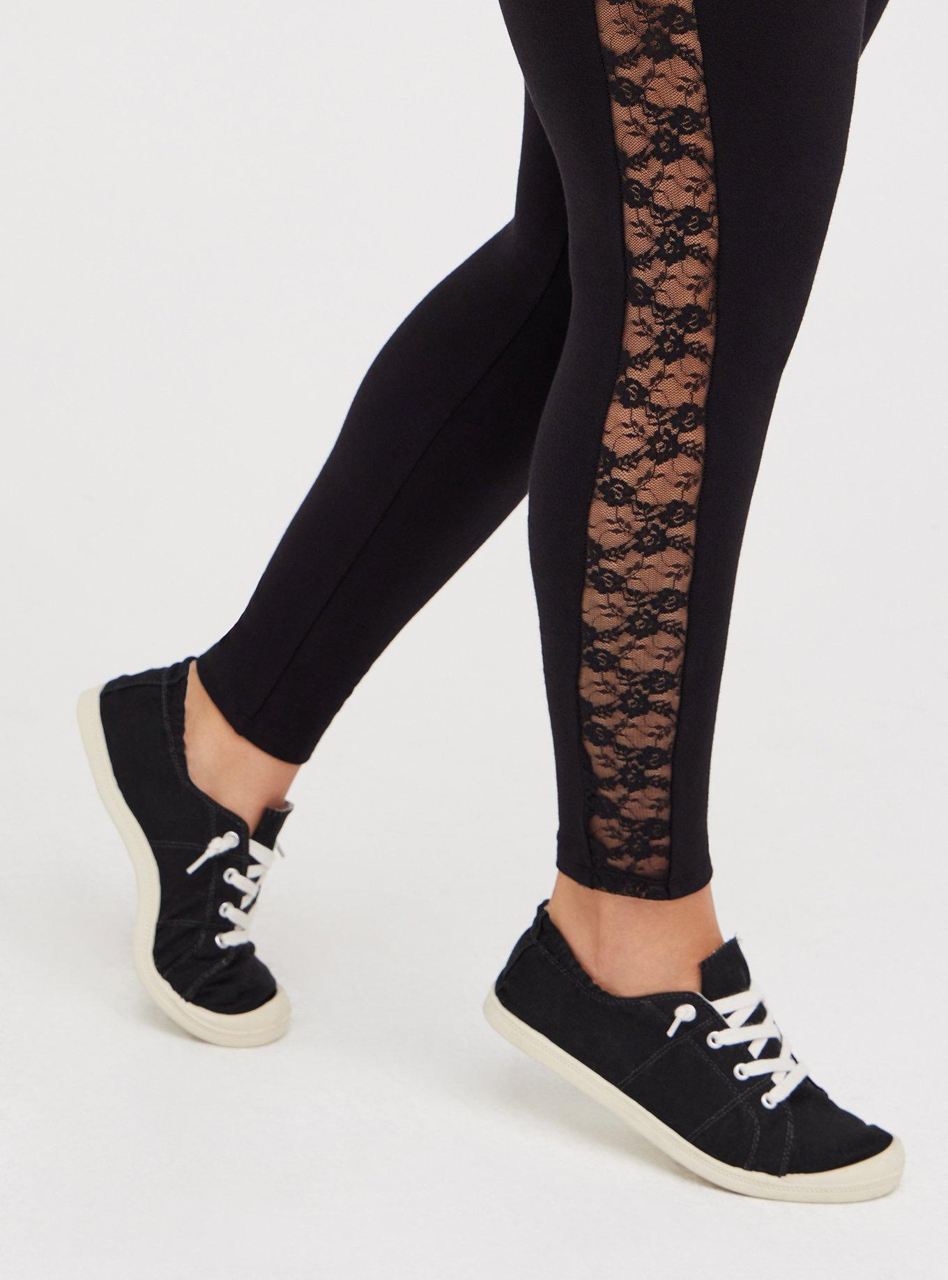 Plus Size - Premium Legging Lace Side - Black - Torrid