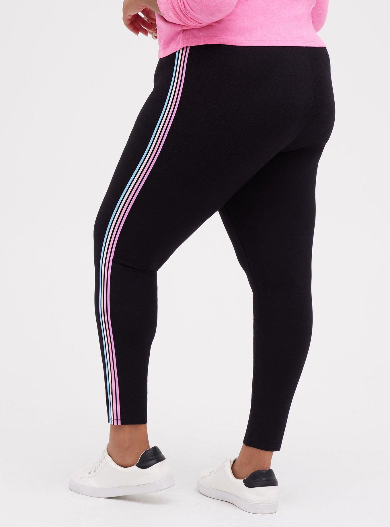 Plus Size Premium Legging - Multicolor Side Stripe Black, BLACK, alternate