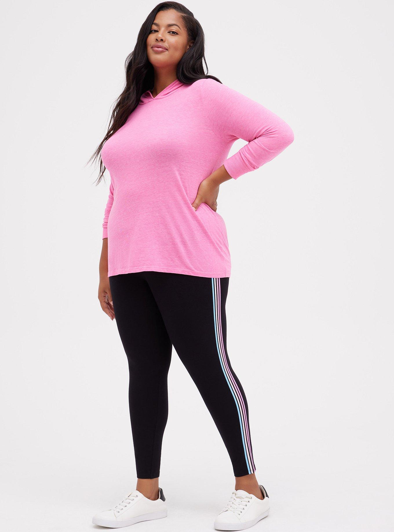 Plus Size Premium Legging - Multicolor Side Stripe Black, BLACK, alternate