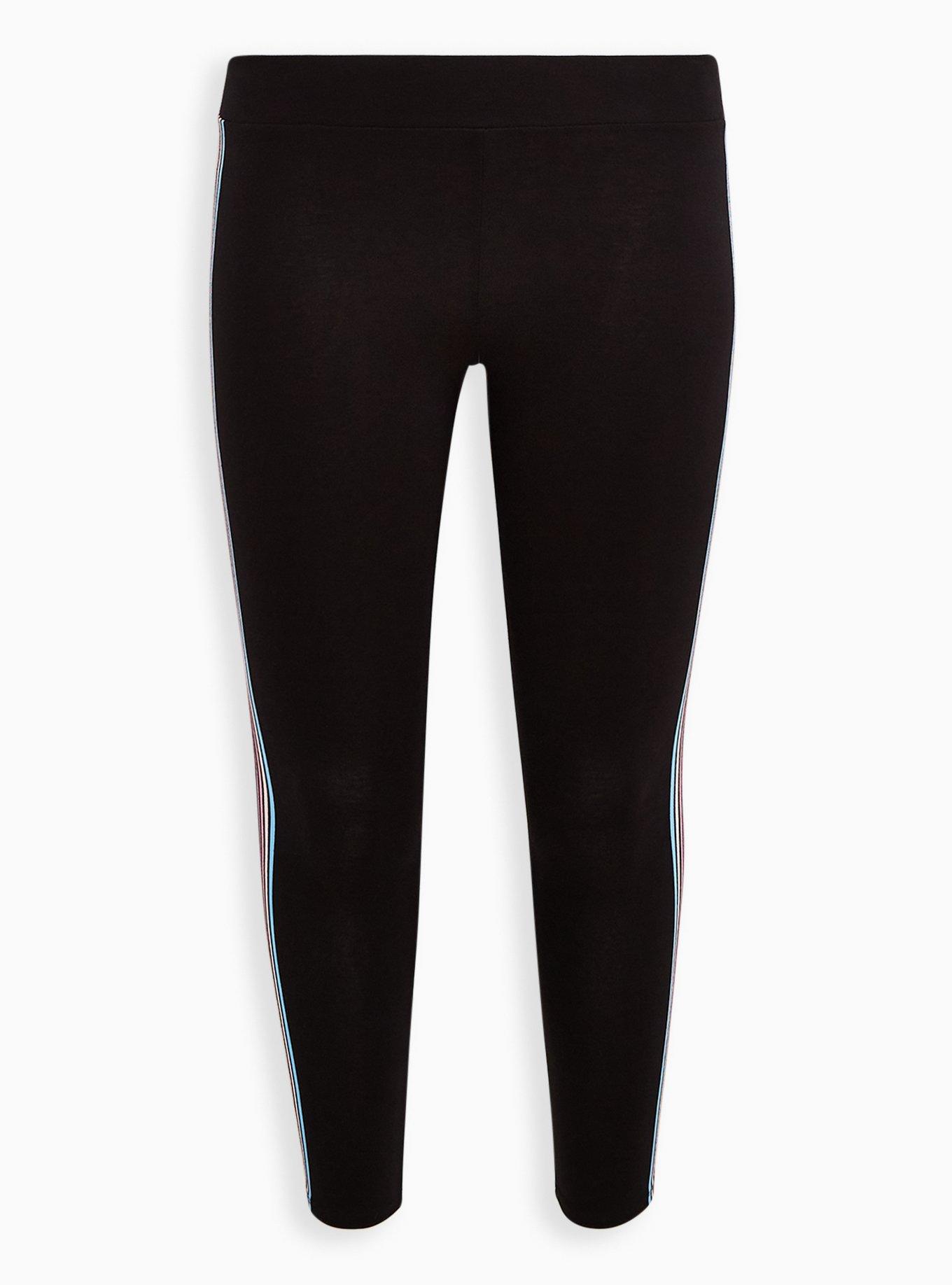 Plus Size Premium Legging - Multicolor Side Stripe Black, BLACK, hi-res