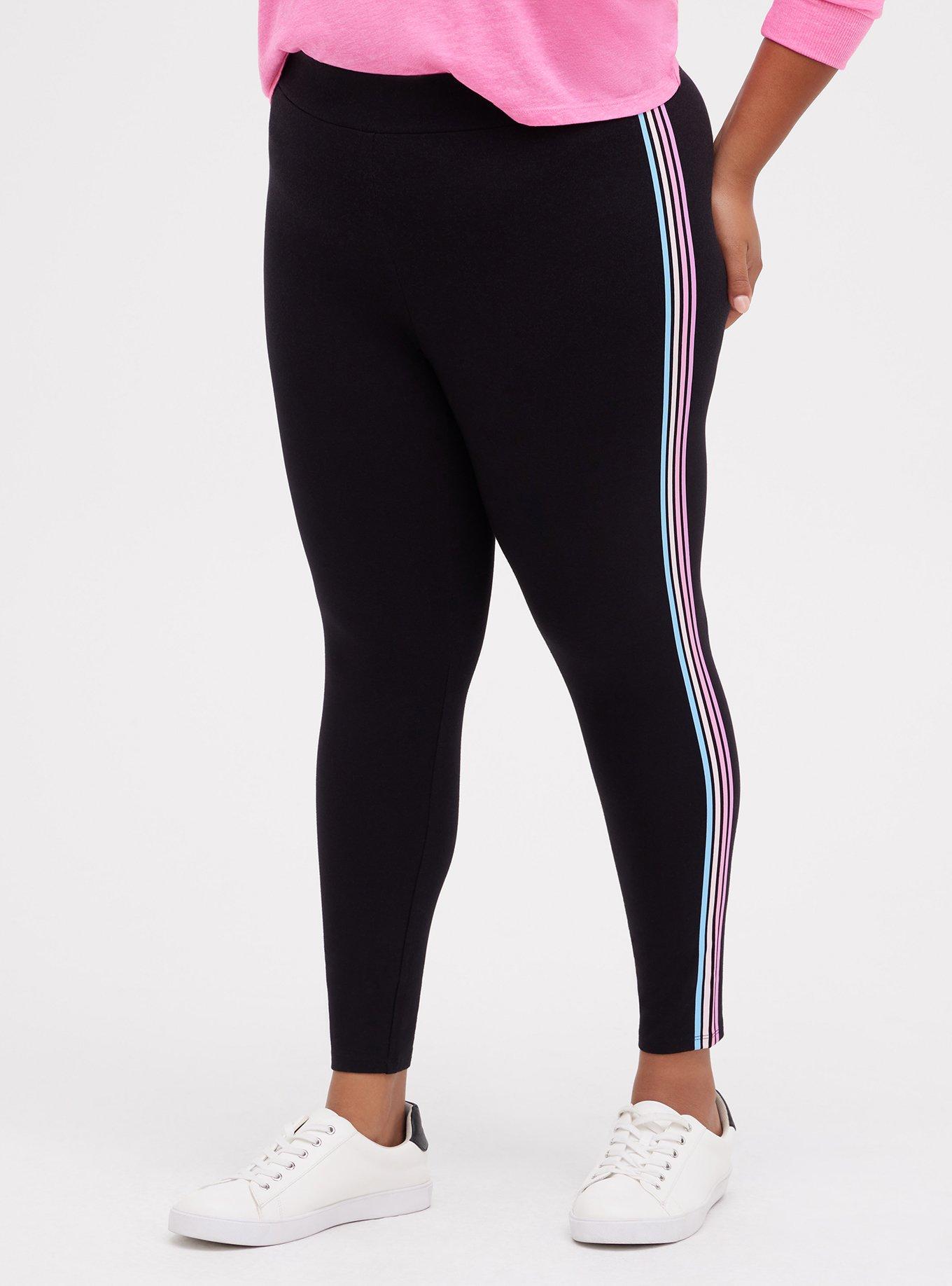 Plus Size Premium Legging - Multicolor Side Stripe Black, BLACK, hi-res