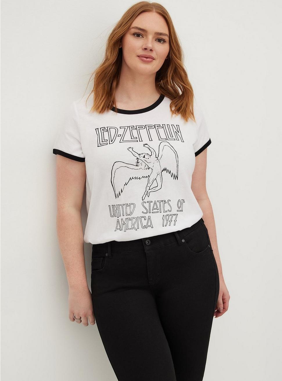 Led Zeppelin Classic Fit Ringer Tee - Cotton White, BRIGHT WHITE, hi-res