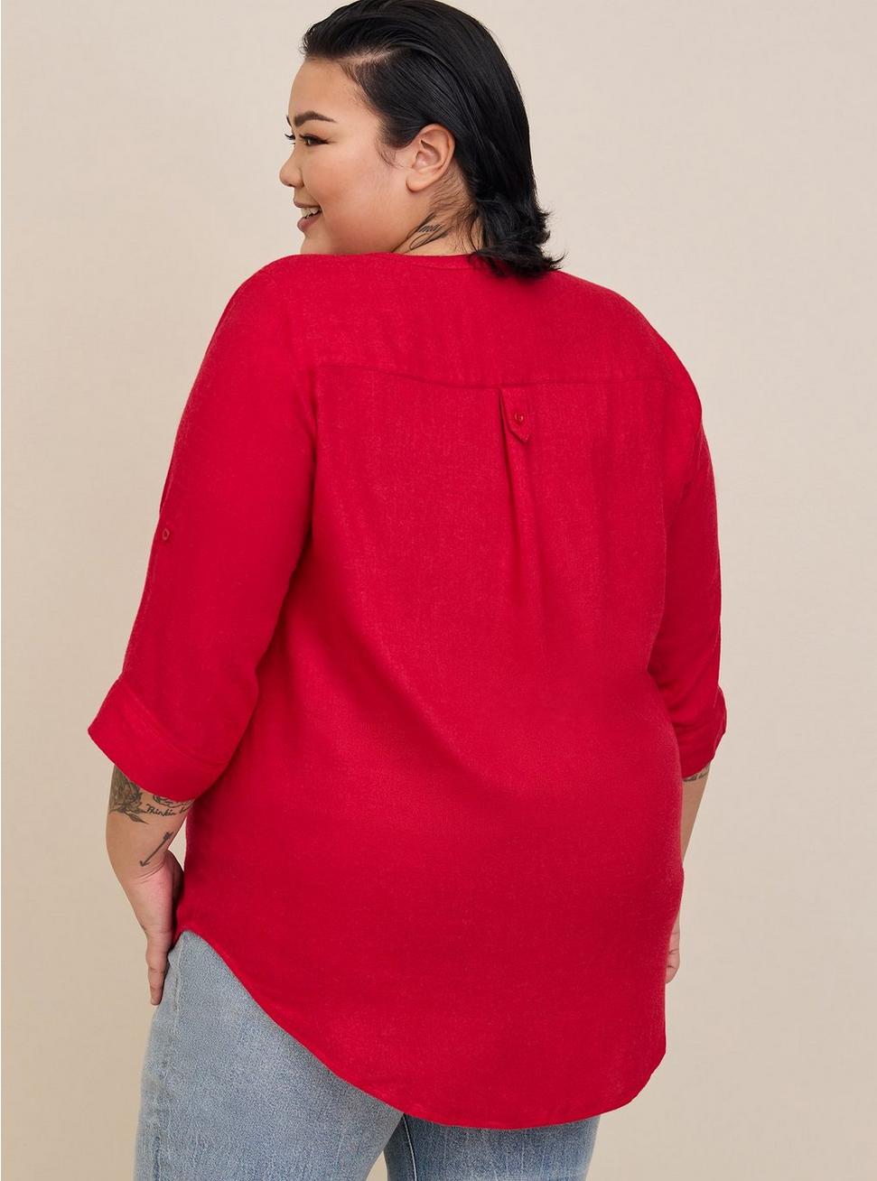 Harper Brushed Rayon Pullover 3/4 Sleeve Tunic Blouse, JESTER RED, alternate