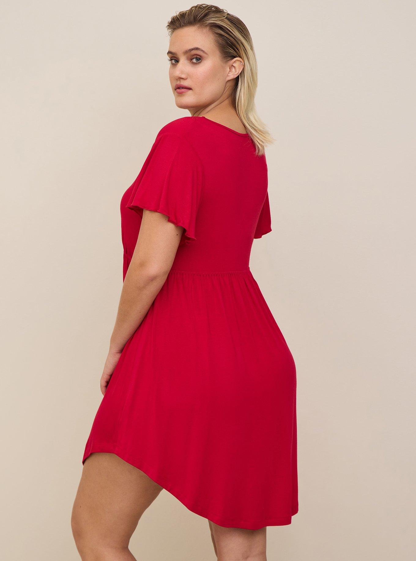 Super Soft Lace Trim Babydoll Sleep Gown, JESTER RED, alternate