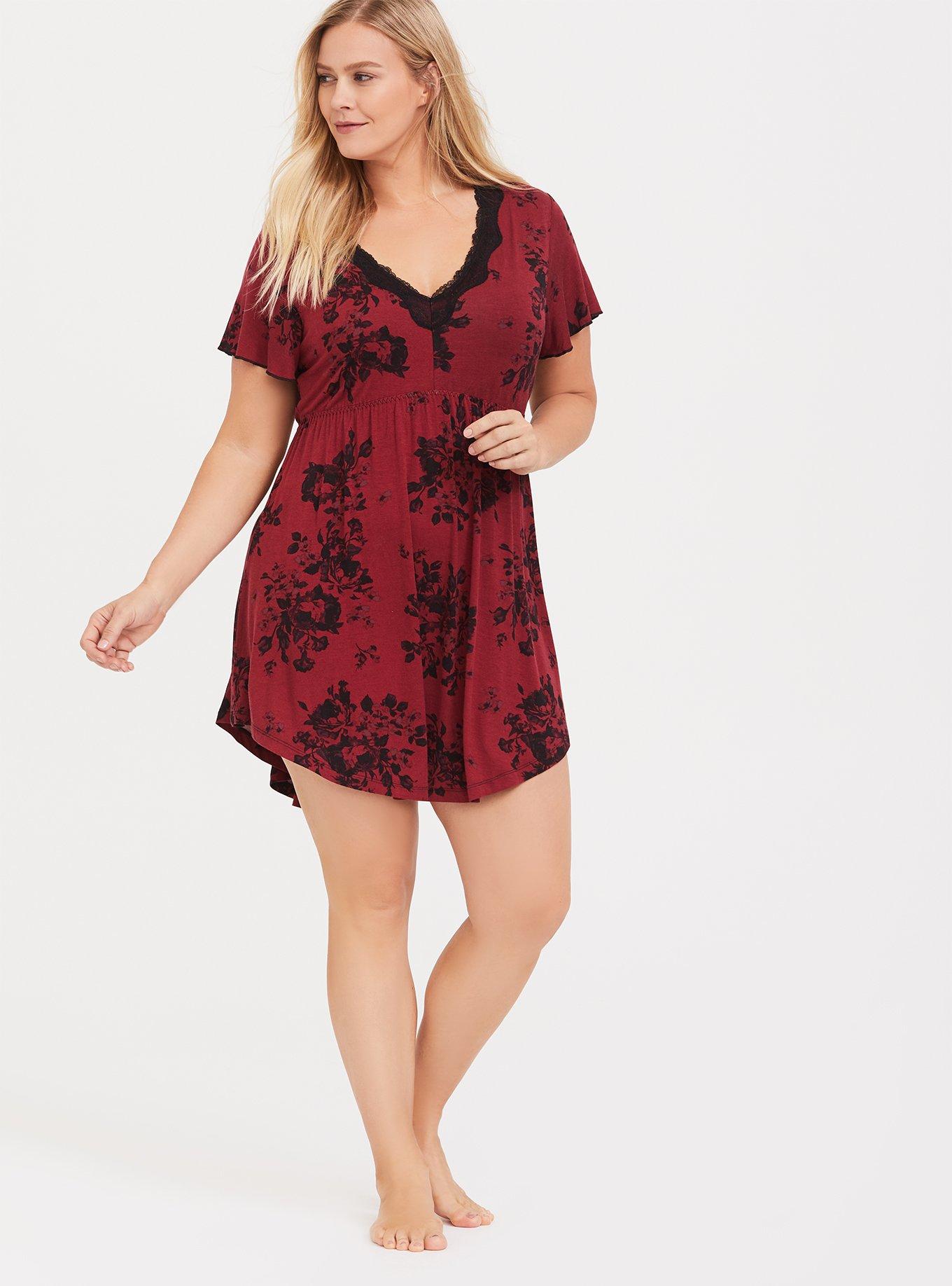 Plus Size Super Soft Lace Trim Sleep Babydoll Gown Torrid