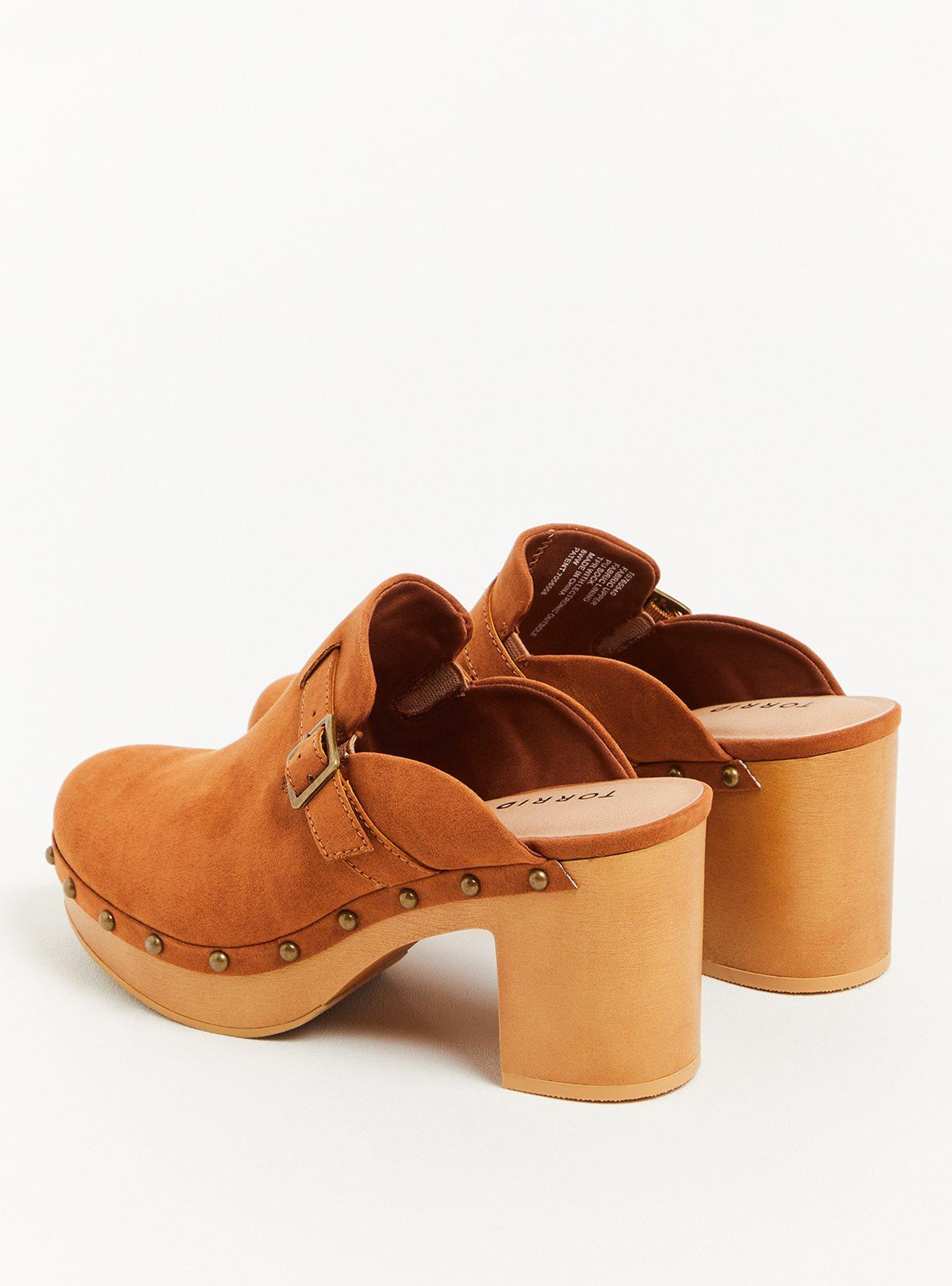 Plus Size Mule Clog - Faux Suede Cognac (WW), COGNAC, alternate