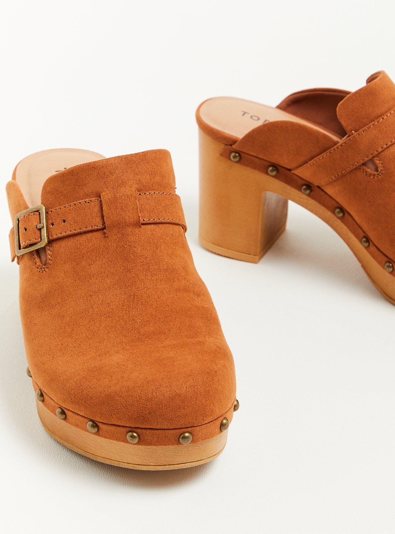 Plus Size Mule Clog - Faux Suede Cognac (WW), COGNAC, alternate