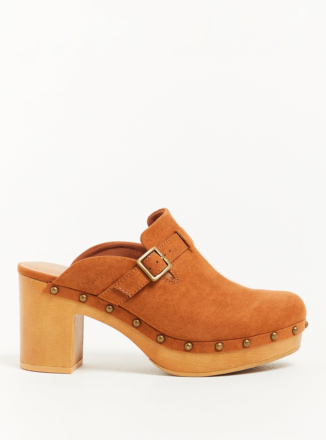 Plus Size Mule Clog - Faux Suede Cognac (WW), COGNAC, alternate