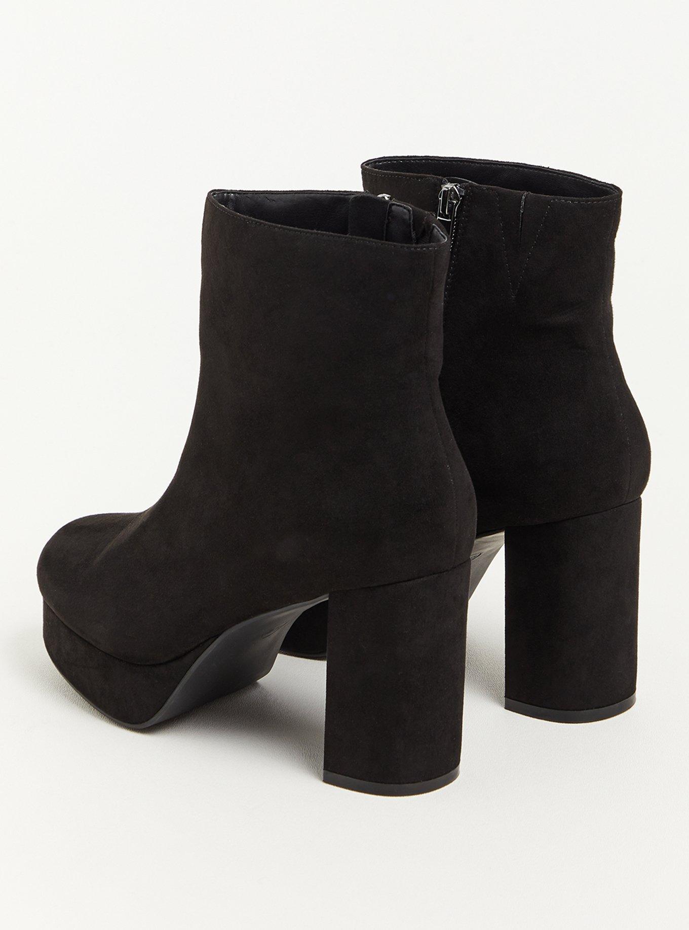 Platform Bootie - Faux Suede Black (WW), BLACK, alternate