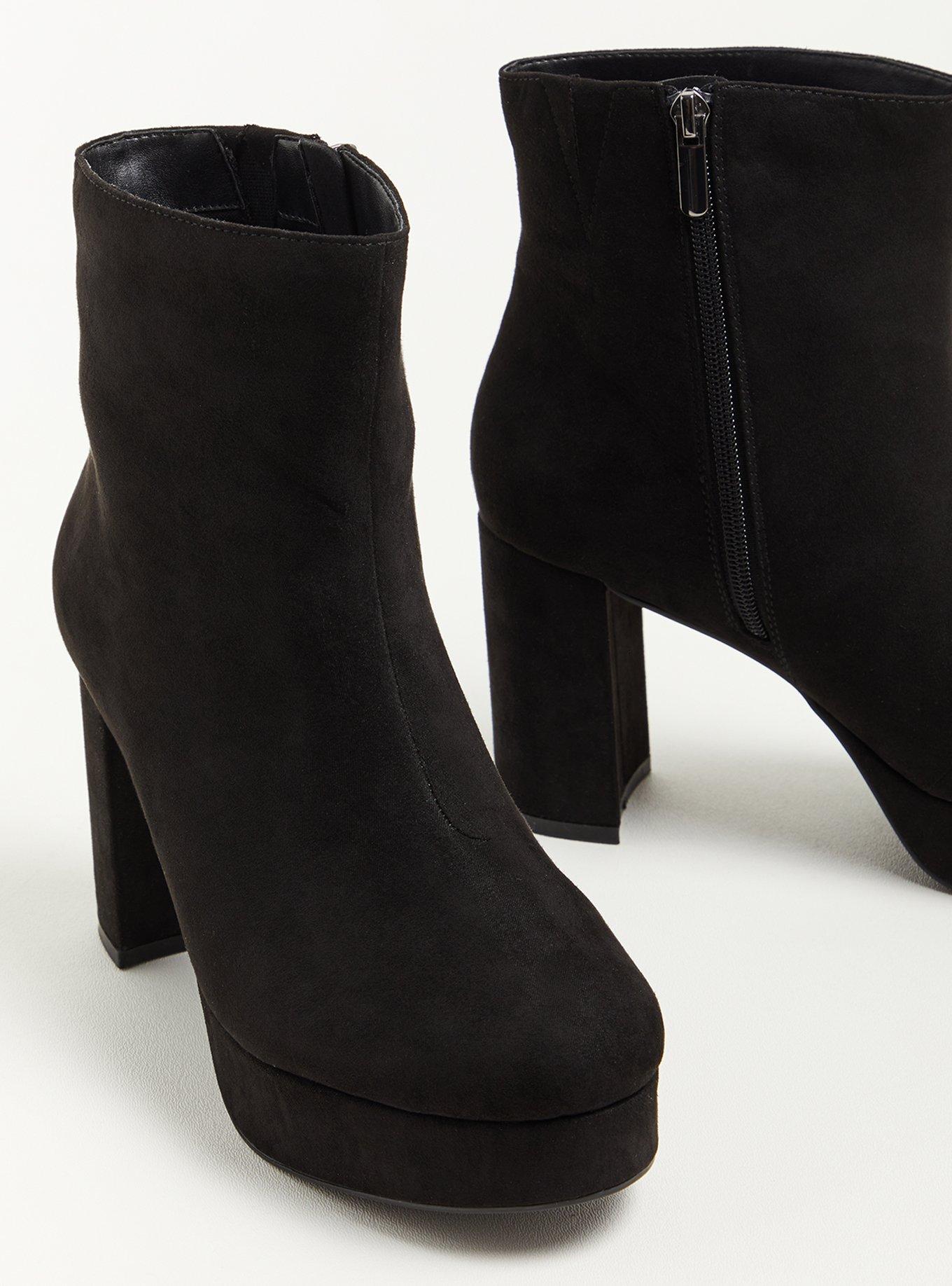 Platform Bootie - Faux Suede Black (WW), BLACK, alternate