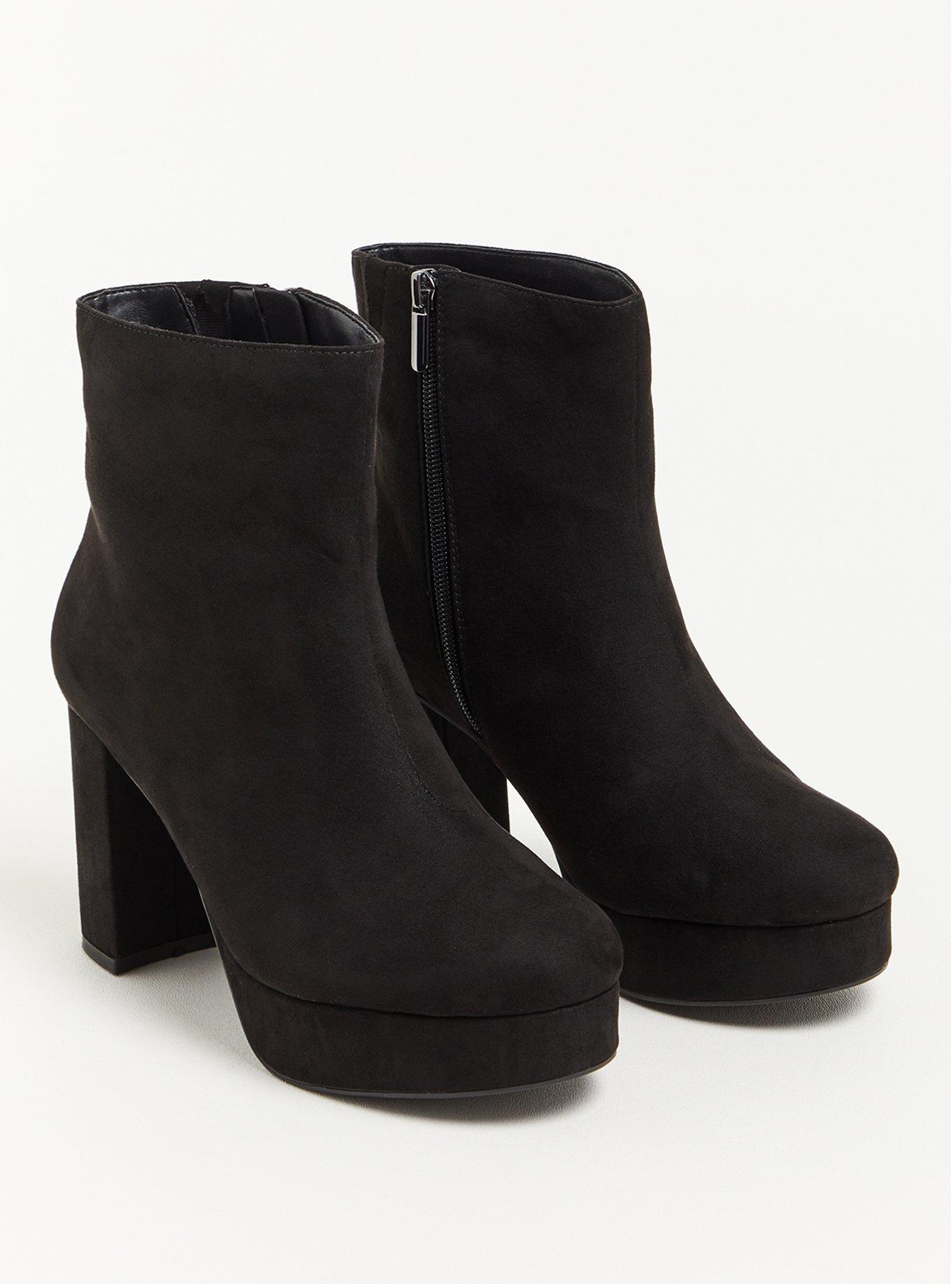 Platform Bootie - Faux Suede Black (WW), BLACK, hi-res