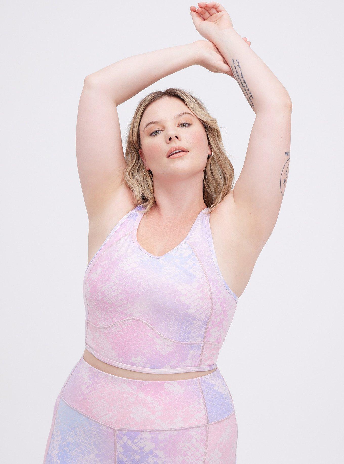 Plus Size Longline Low-Impact Sports Bra - Performance Core Purple Shine, SNAKE PINK, alternate