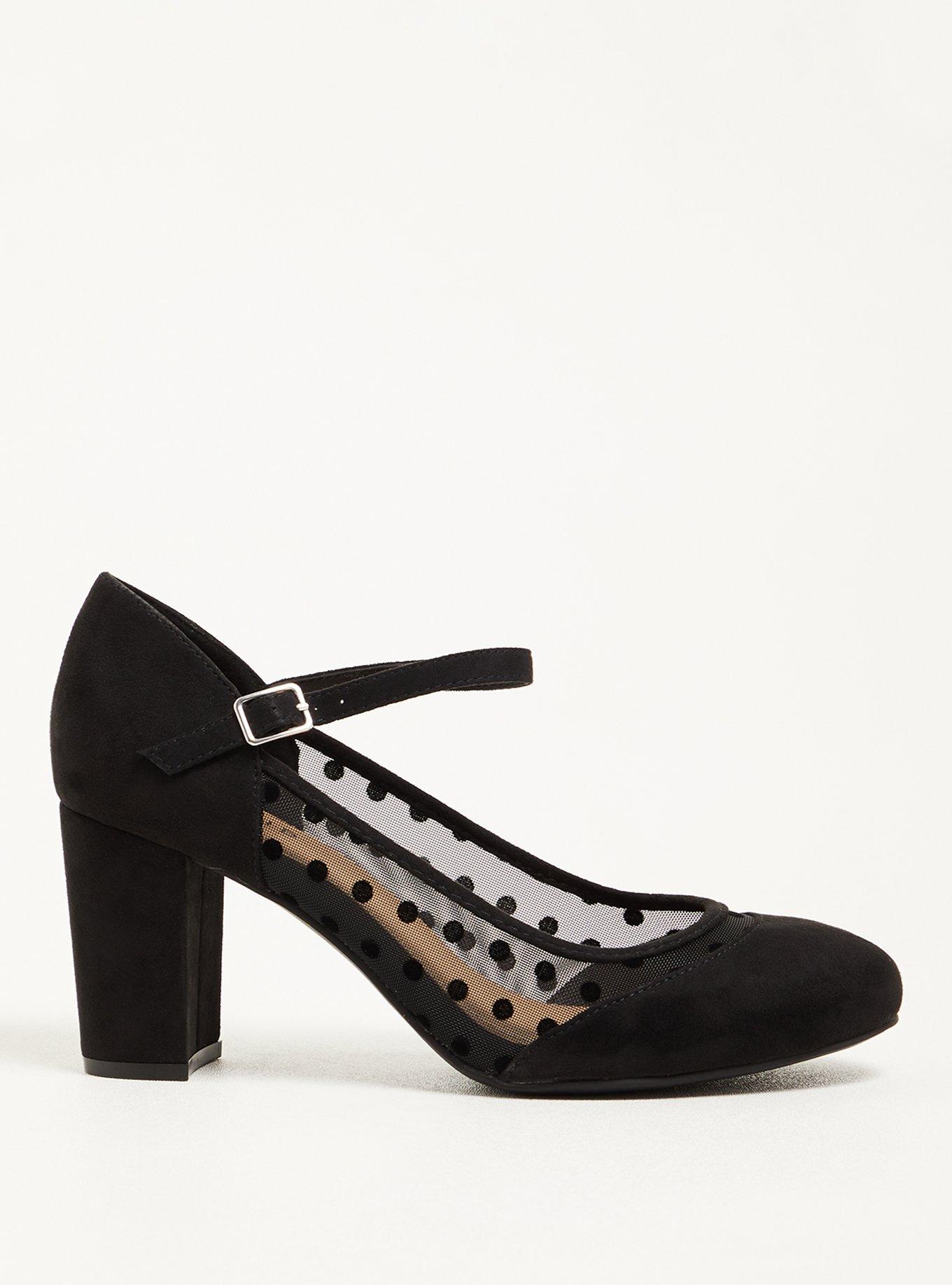 Plus Size Mary Jane Shoe Faux Suede Mesh Black Torrid