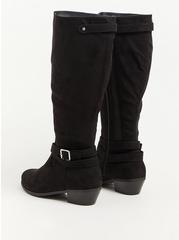 Buckle Detail Knee Boot - Faux Suede Black (WW), BLACK, alternate