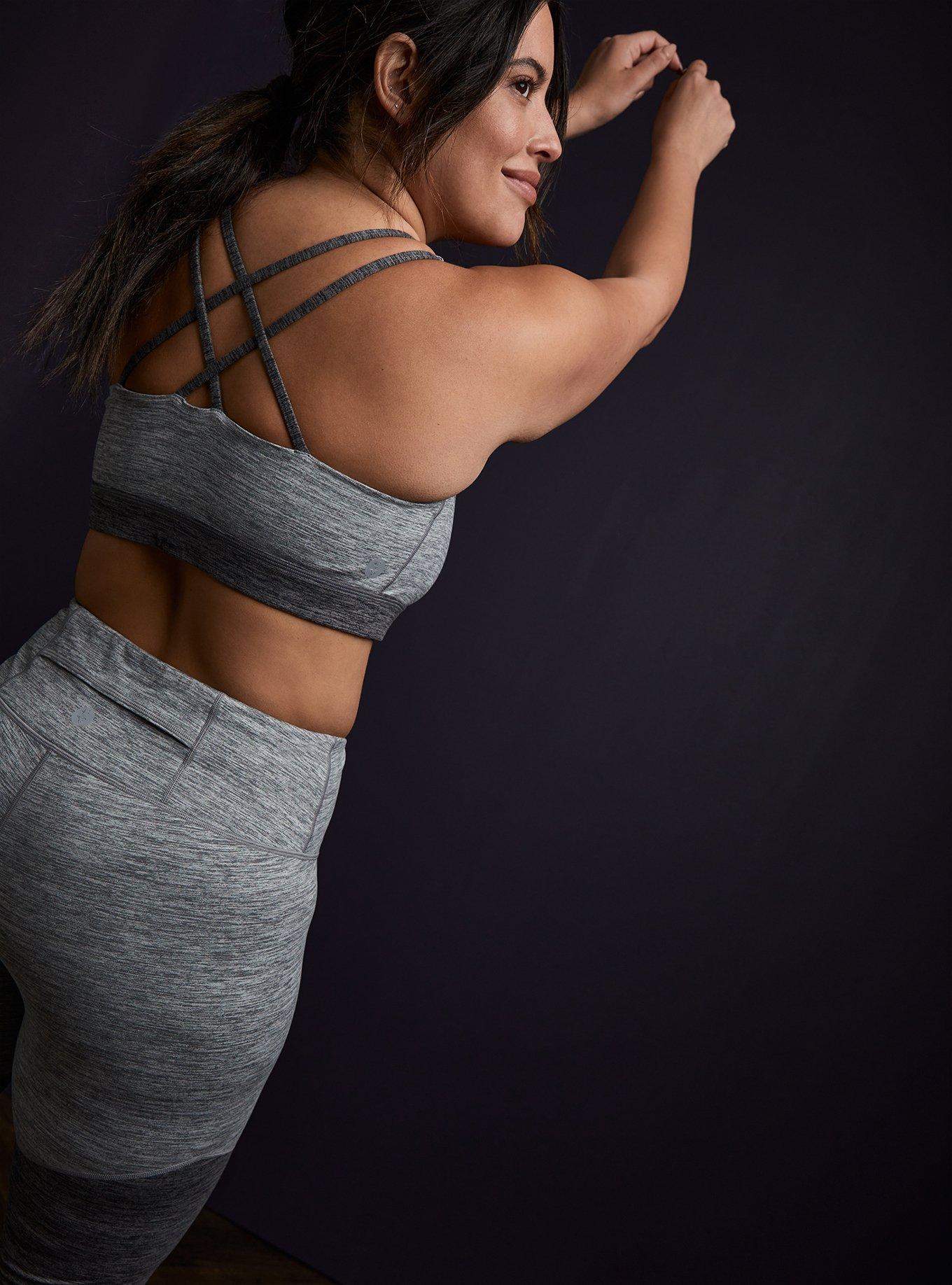 Plus Size Low-Impact Wireless Strappy Back Active Sports Bra, GREY, alternate