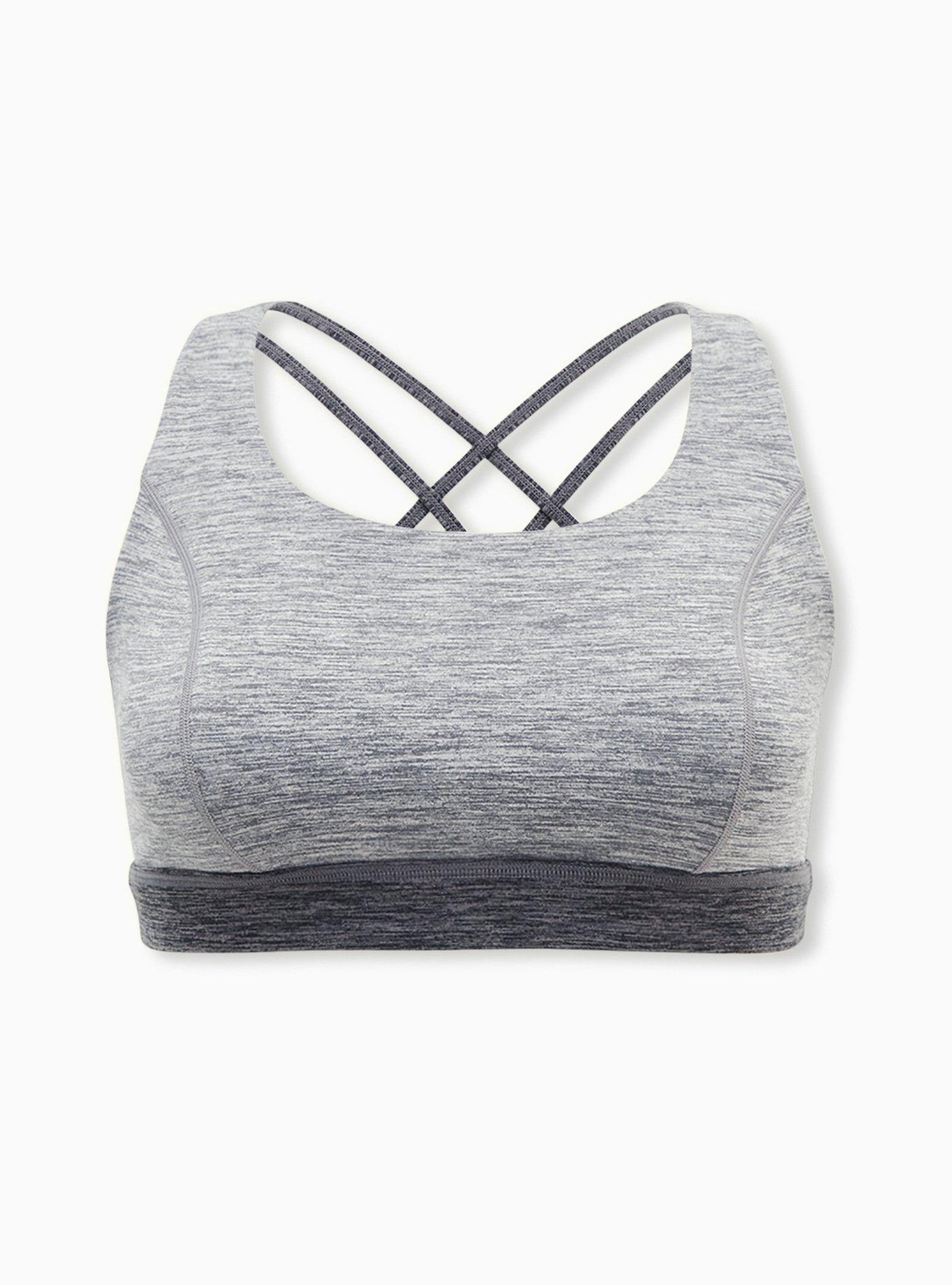 Plus Size Low-Impact Wireless Strappy Back Active Sports Bra, GREY, hi-res