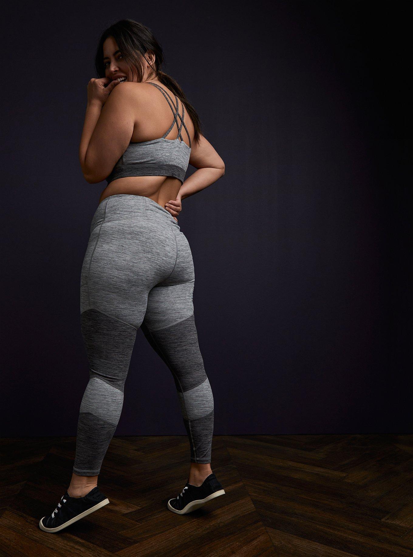 Plus Size Super Soft Performance Jersey Full Length Seam Detail Active Legging, GREY, alternate