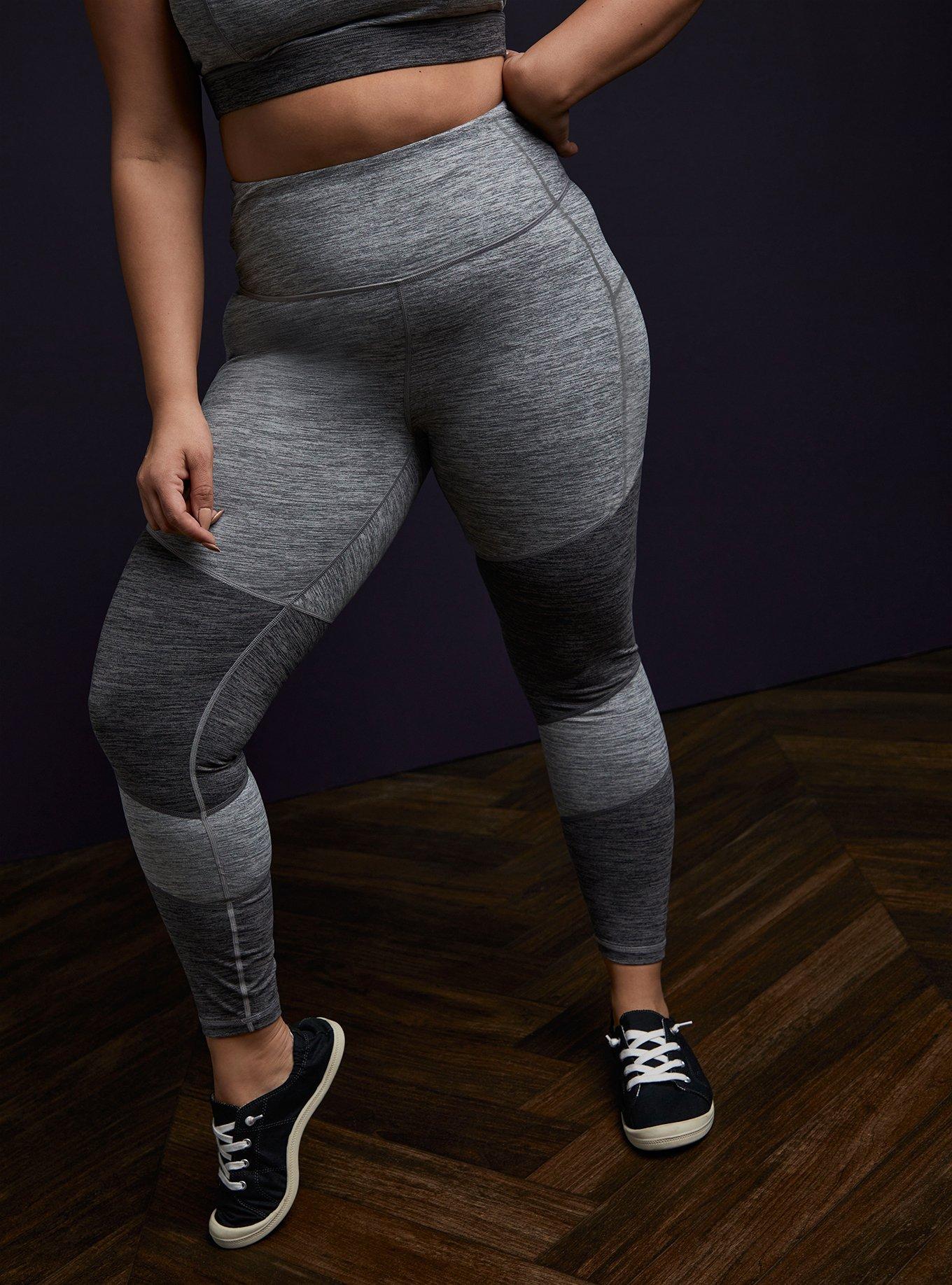 Plus Size Super Soft Performance Jersey Full Length Seam Detail Active Legging, GREY, hi-res