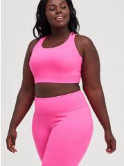 Low-Impact Wireless Strappy Back Active Sports Bra, PINK GLO, hi-res