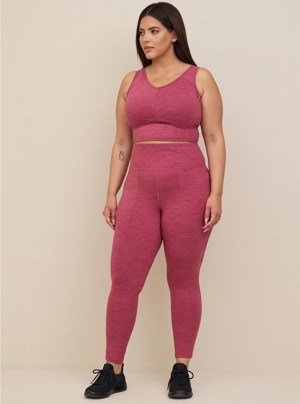 Plus Size Super Soft Performance Jersey Full Length Active Legging With Patch Pocket, DUSTY ROSE, hi-res