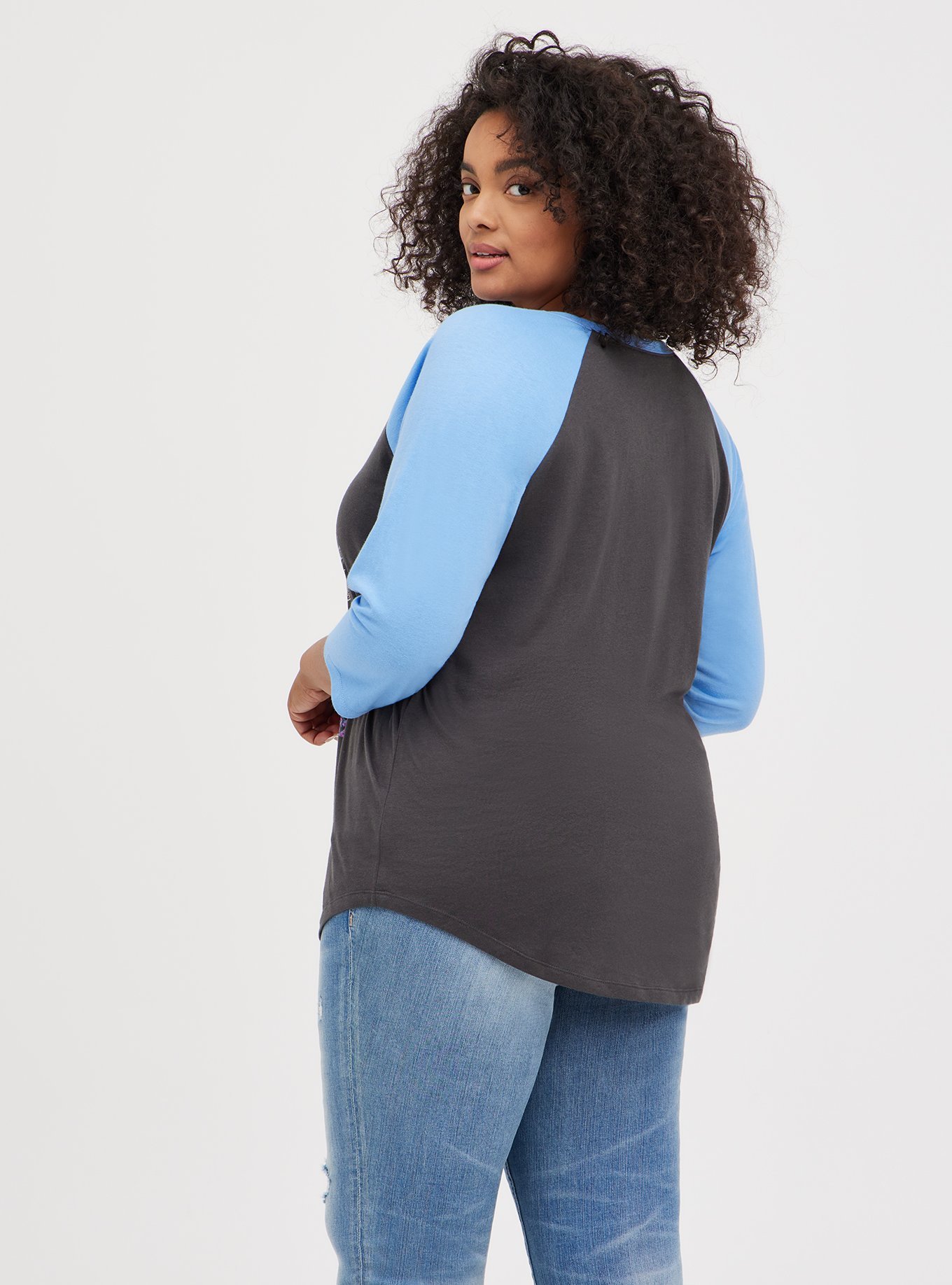 Plus Size - Classic Fit Split Neck Raglan Tee - The Who Black & Blue ...