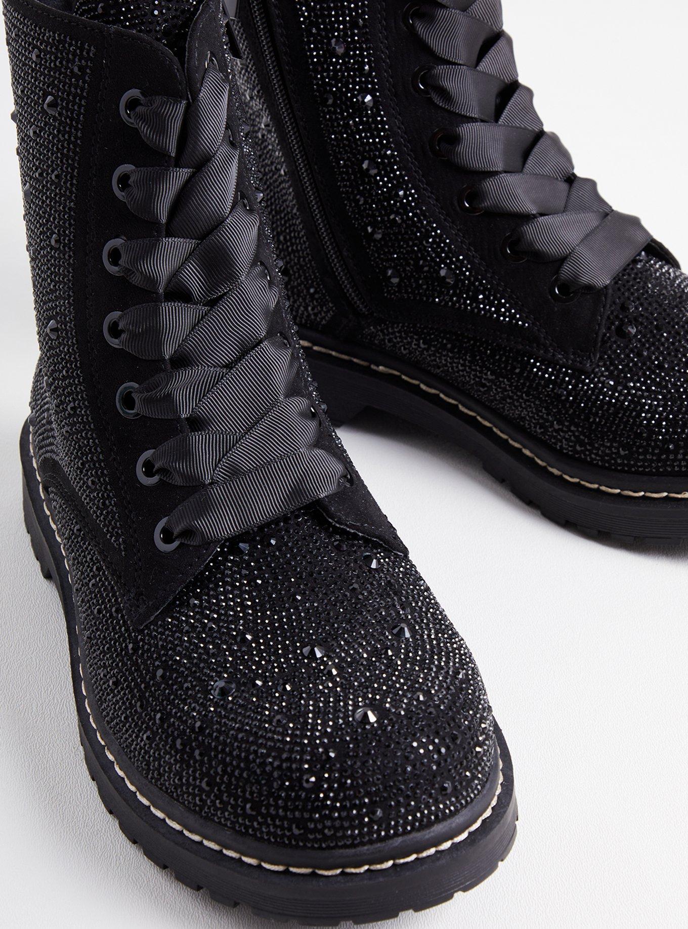 Combat boots with rhinestones best sale