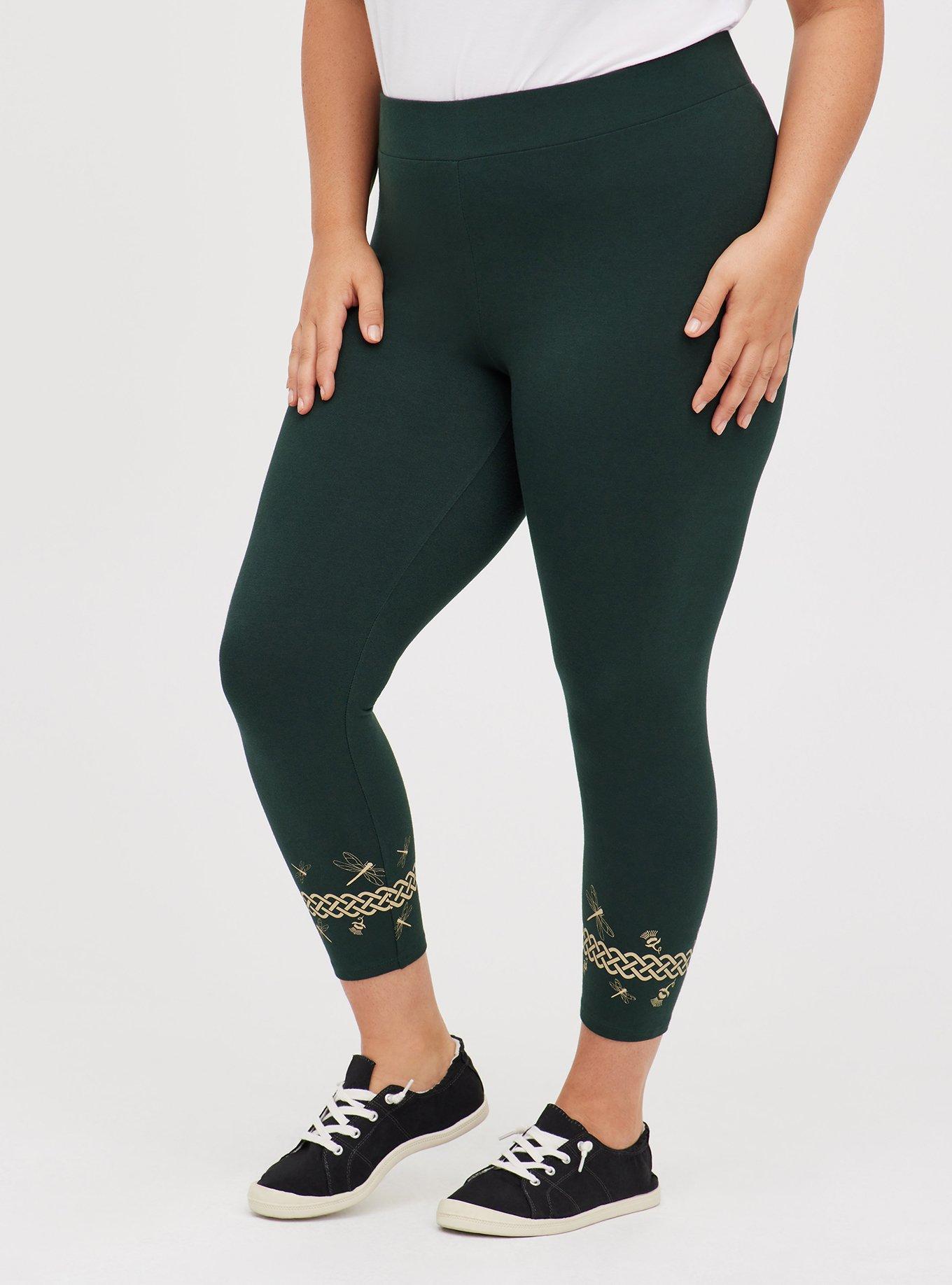 Plus Size Crop Legging - Outlander Celtic Band, DARK GREEN, alternate