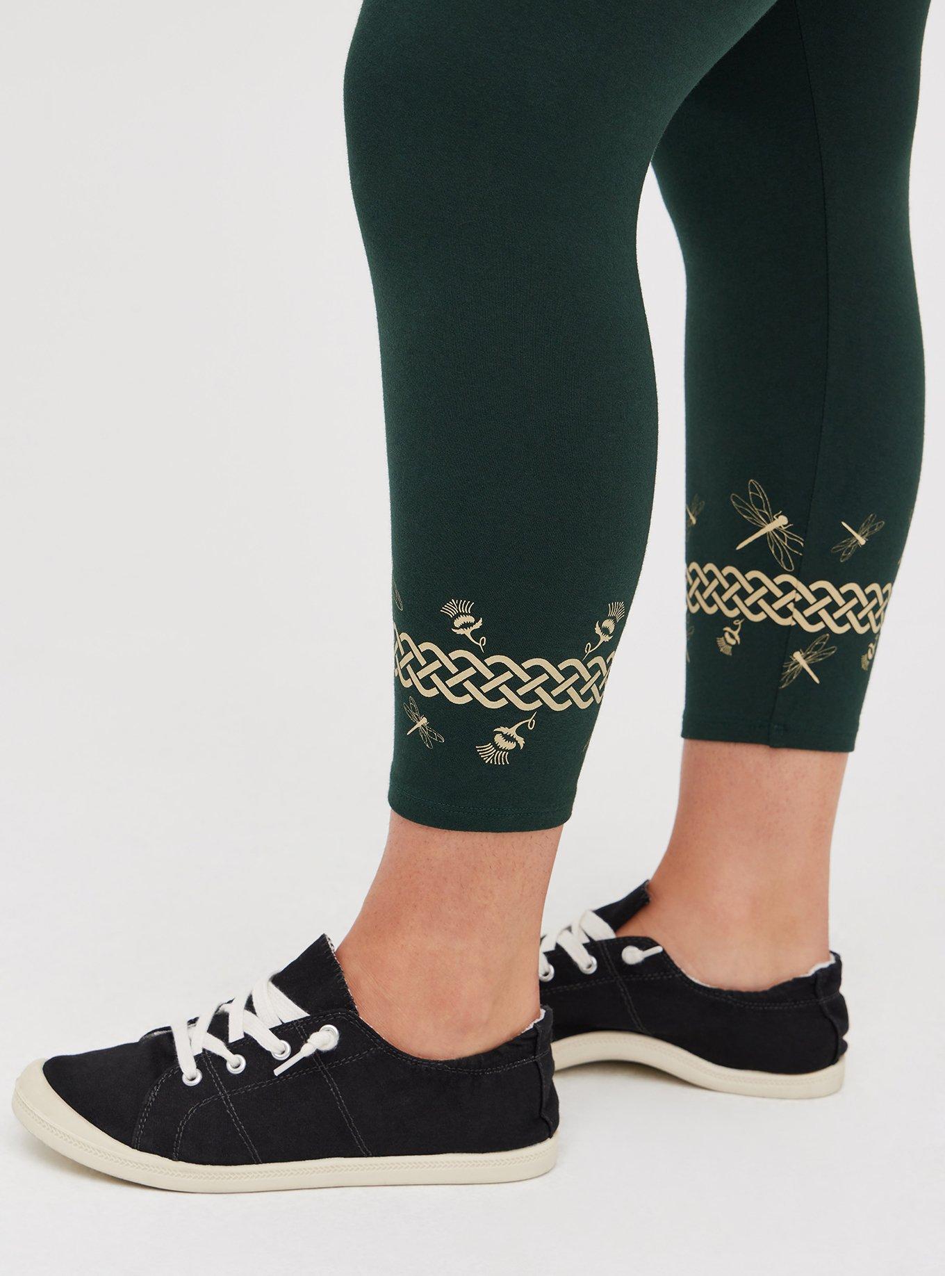 Plus Size Crop Legging - Outlander Celtic Band, DARK GREEN, alternate