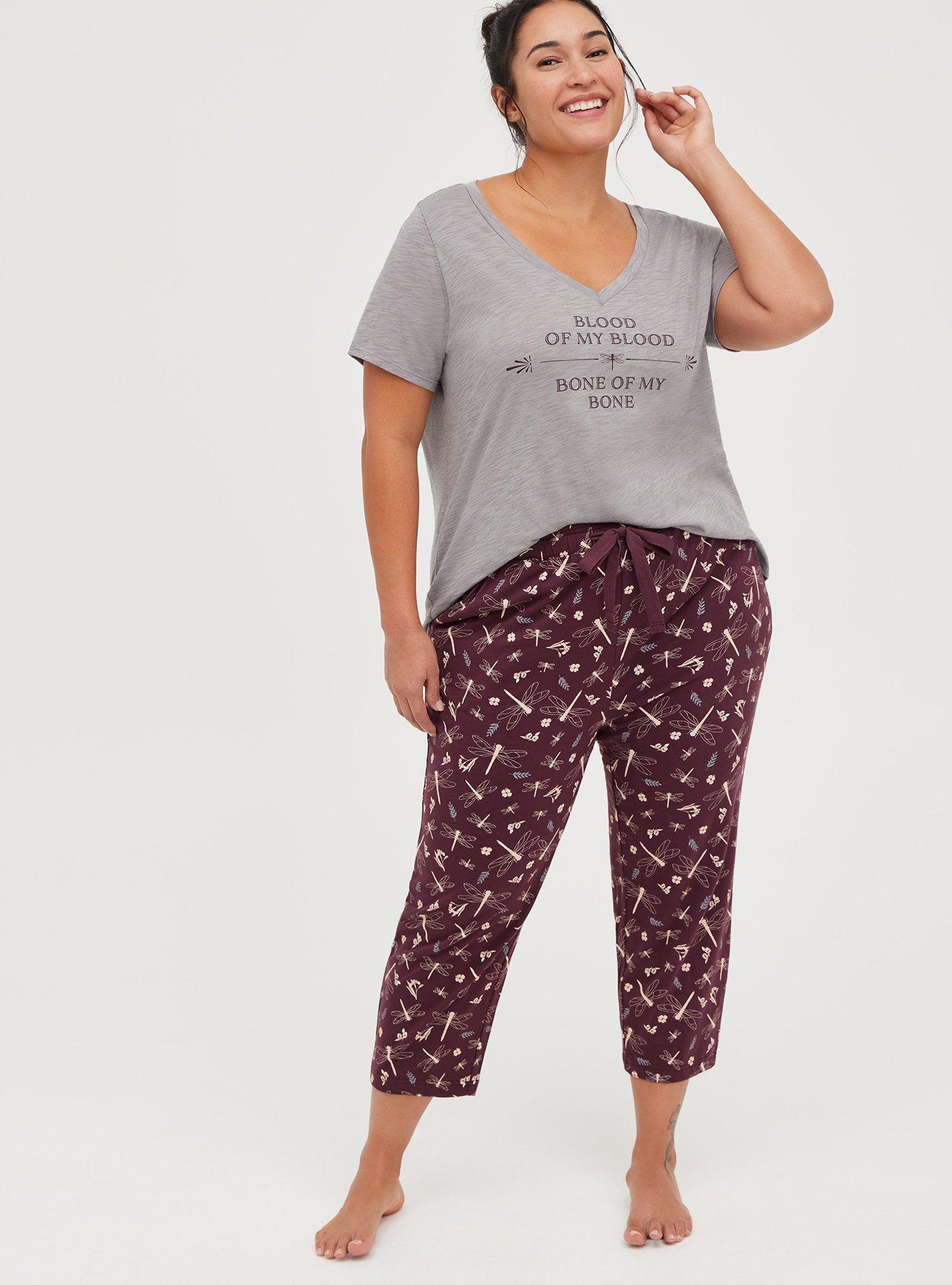 Plus Size V-Neck Sleep Top - Outlander Bone Blood, SILVER FILIGREE, alternate