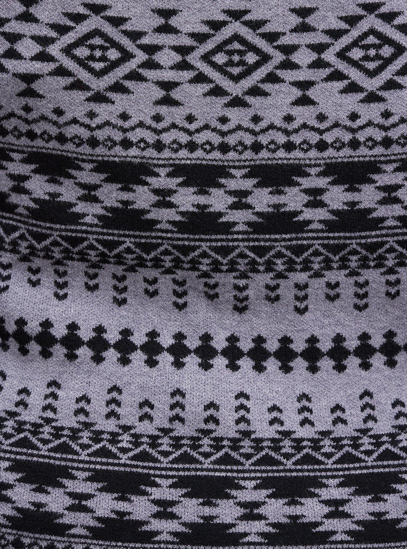 Pullover Off-Shoulder Sweater, GREY PRINT, alternate