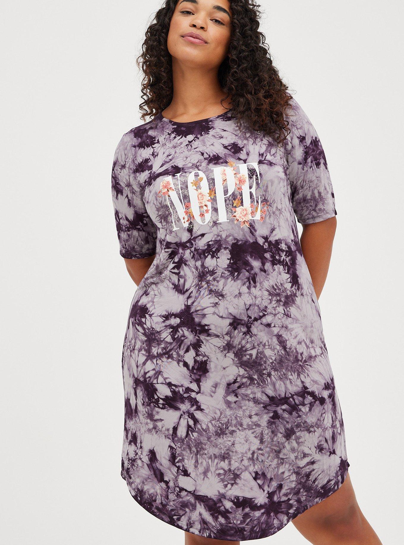 Plus Size - Favorite T-Shirt Dress - Super Soft Purple Tie Dye Nope - Torrid