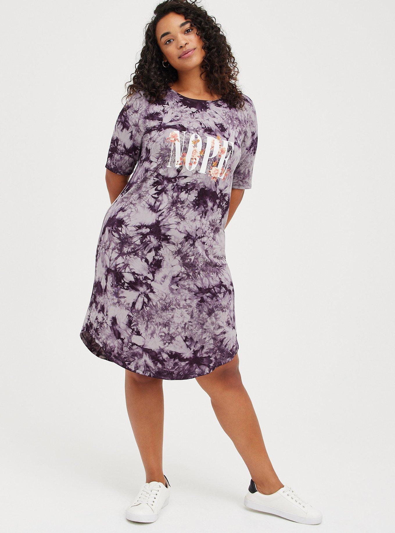 Plus Size Favorite T Shirt Dress Super Soft Purple Tie Dye