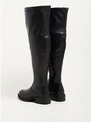 Over The Knee Boot - Stretch Faux Leather Black (WW), BLACK, alternate