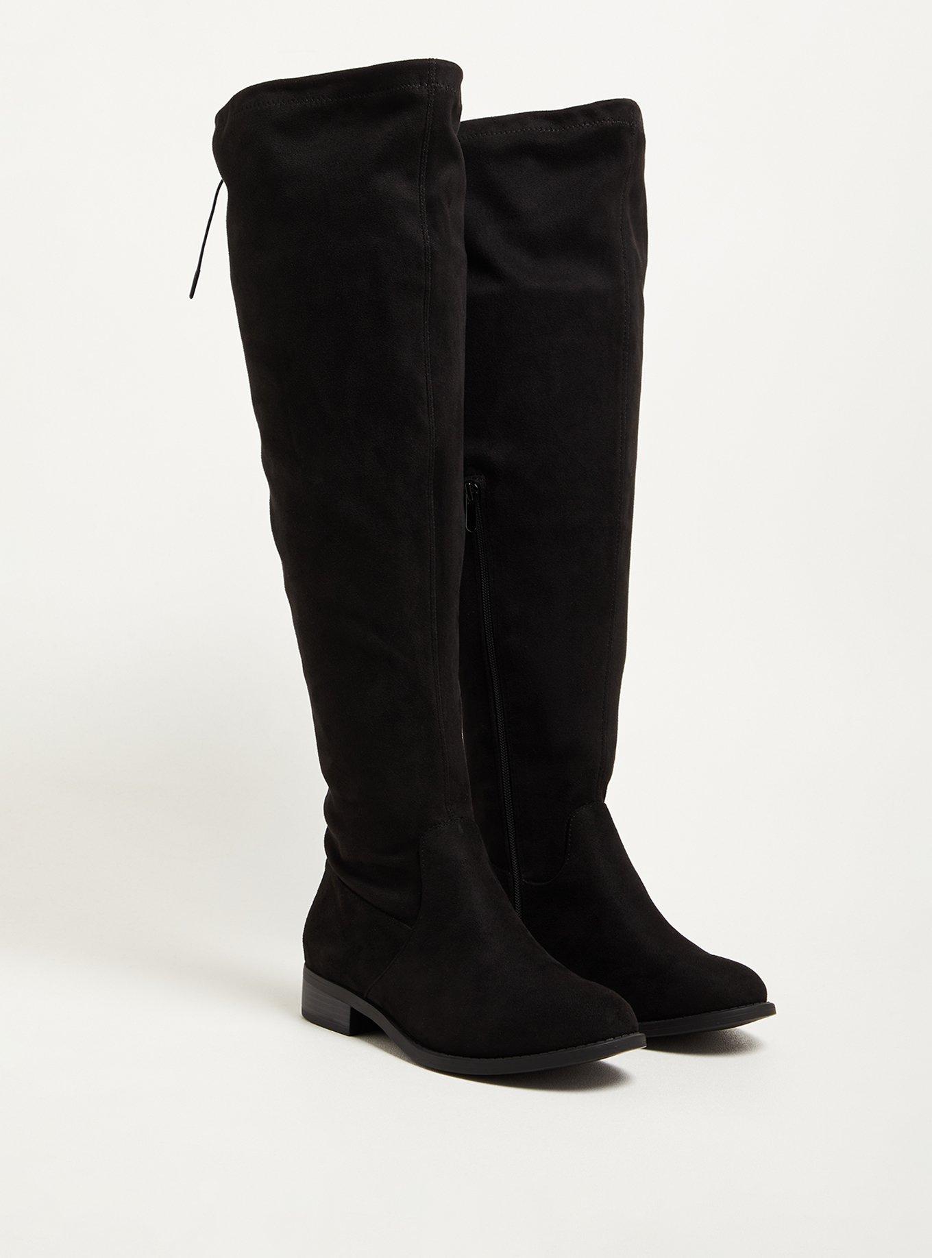 Grey flat over the knee outlet boots