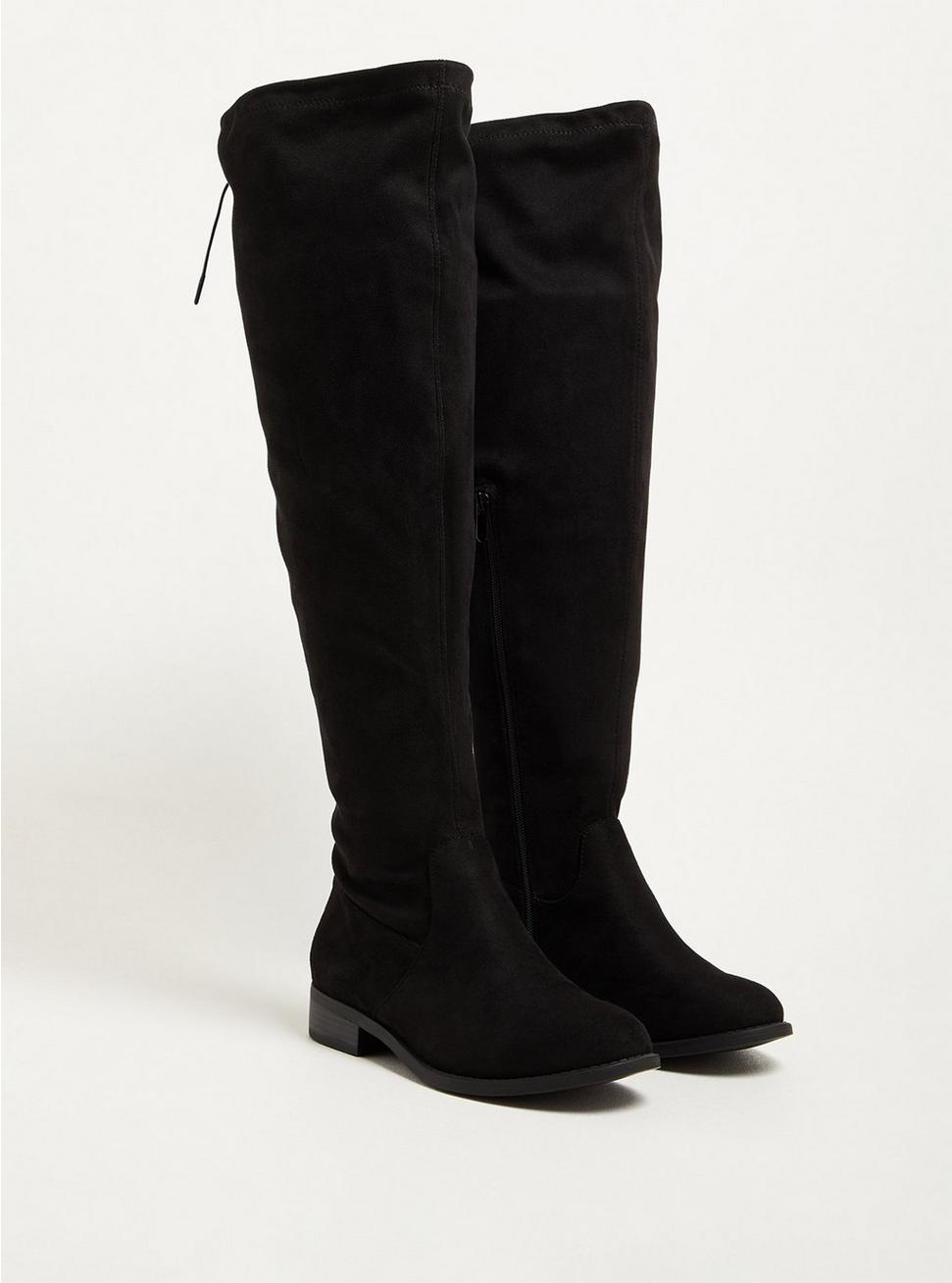 Plus Size Stretch Flat Over The Knee Boot (WW), BLACK, hi-res