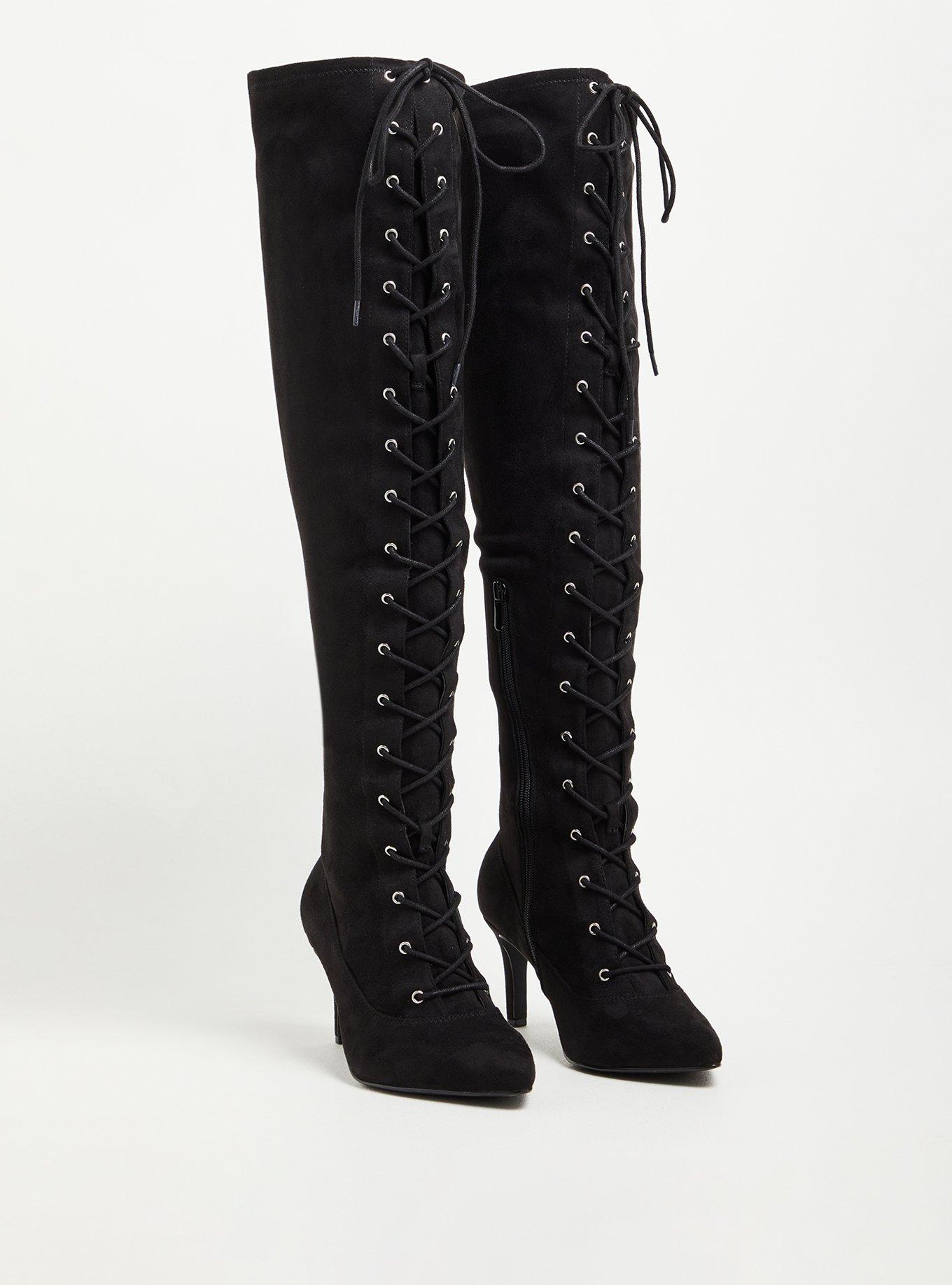 torrid lace up knee high boots