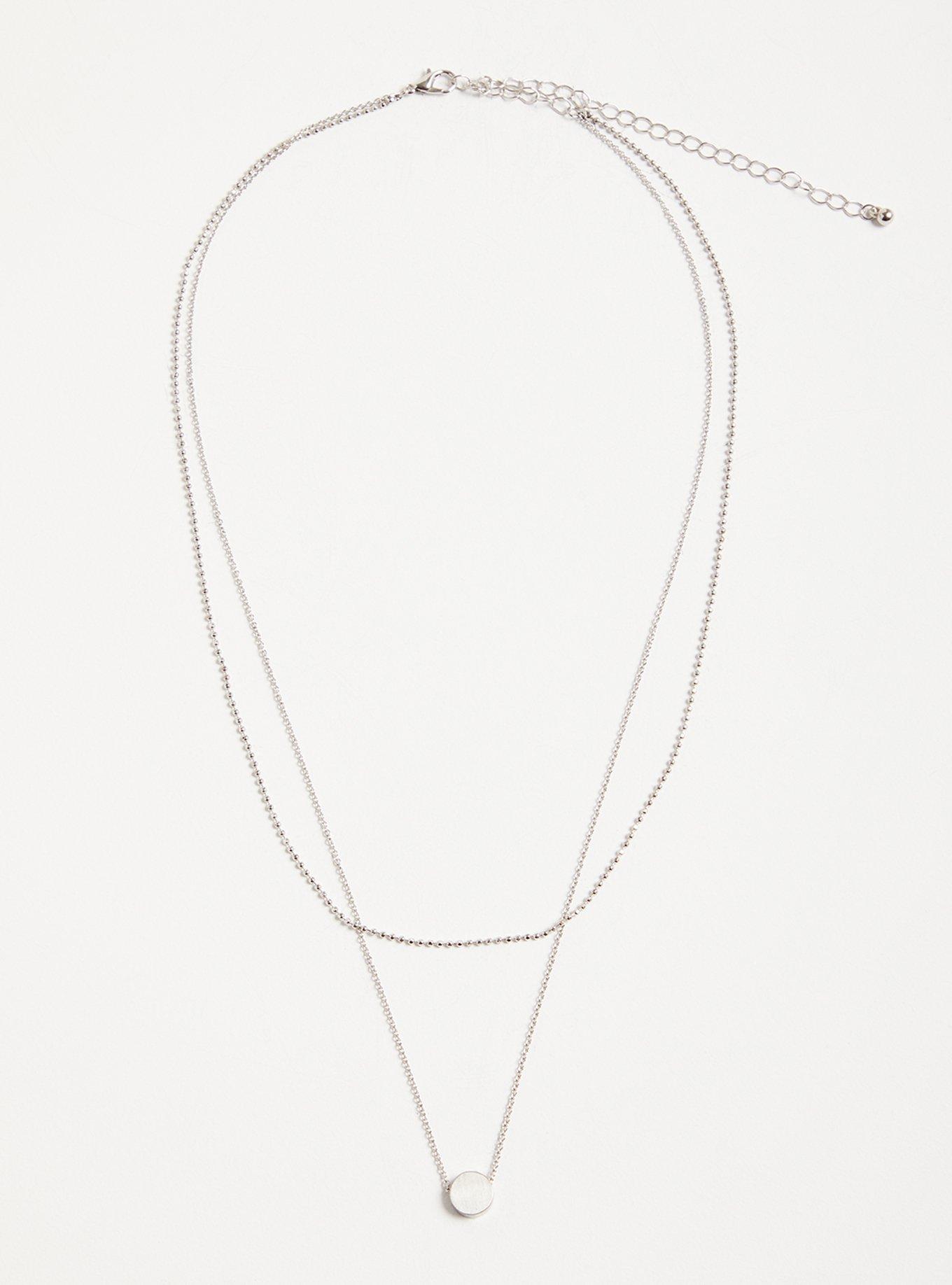 Plus Size - Dot & Disc Layered Necklace - Silver Tone - Torrid