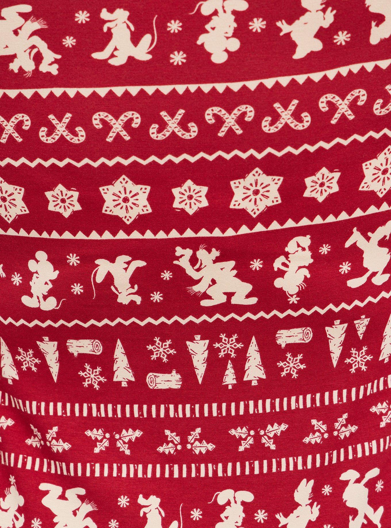 Plus Size Favorite Tunic - Super Soft Disney Mickey & Friends Holiday Fair Isle Red, MULTI, alternate
