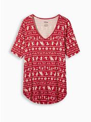 Plus Size Favorite Tunic - Super Soft Disney Mickey & Friends Holiday Fair Isle Red, MULTI, hi-res