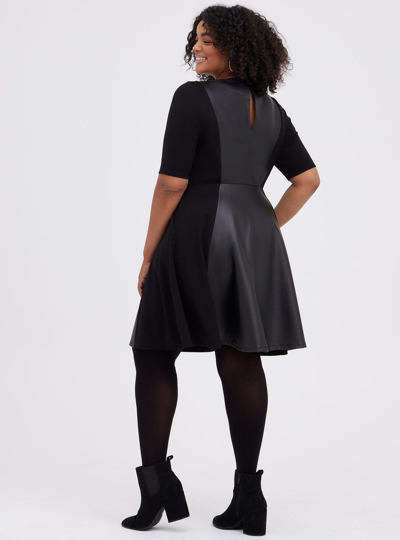 Plus Size - Skater Dress - Luxe Ponte Coated Black - Torrid