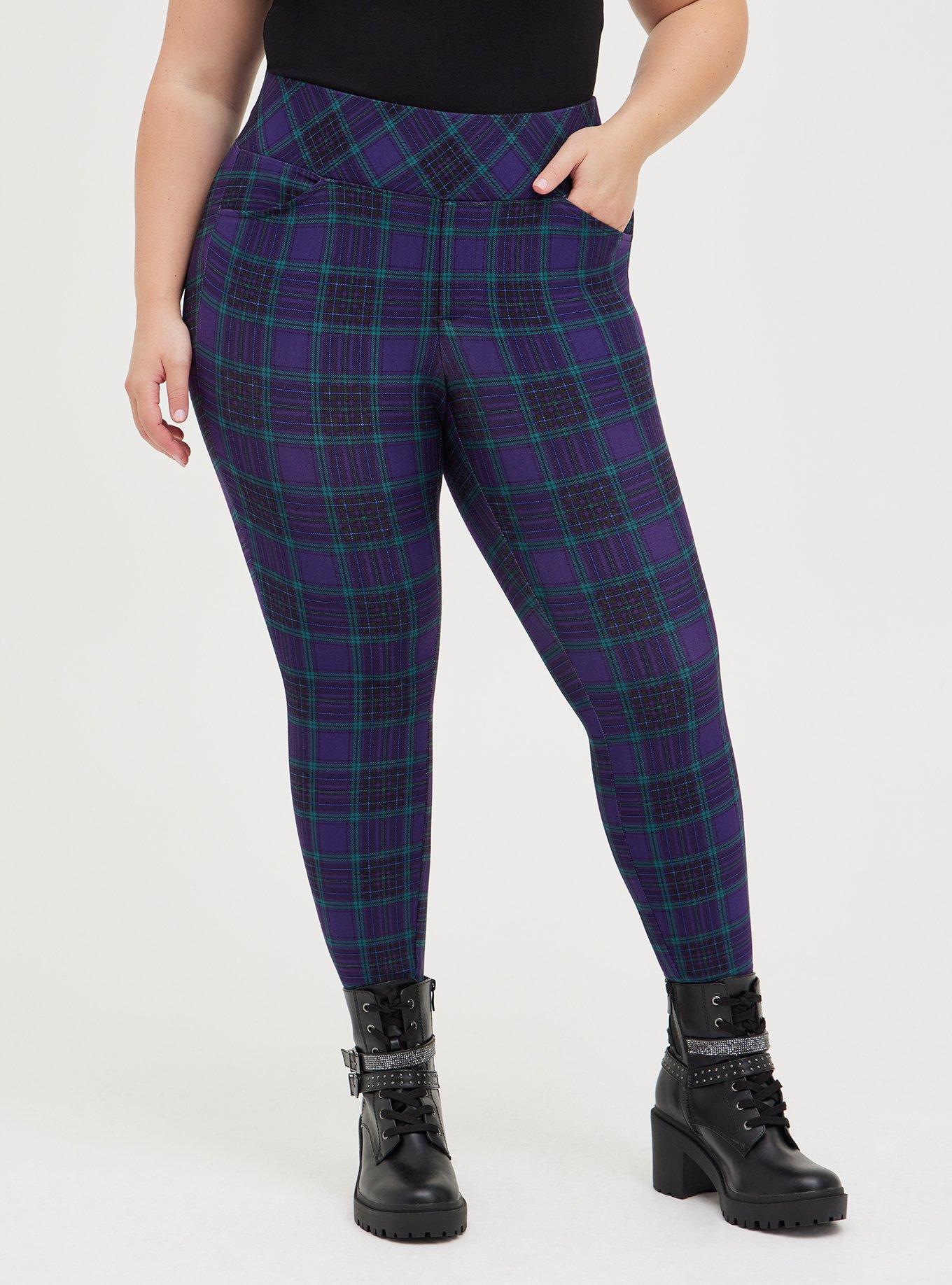 Plus Size - Studio Ponte Slim Fix Pixie Boot Pant - Black Plaid Houndstooth  - Torrid