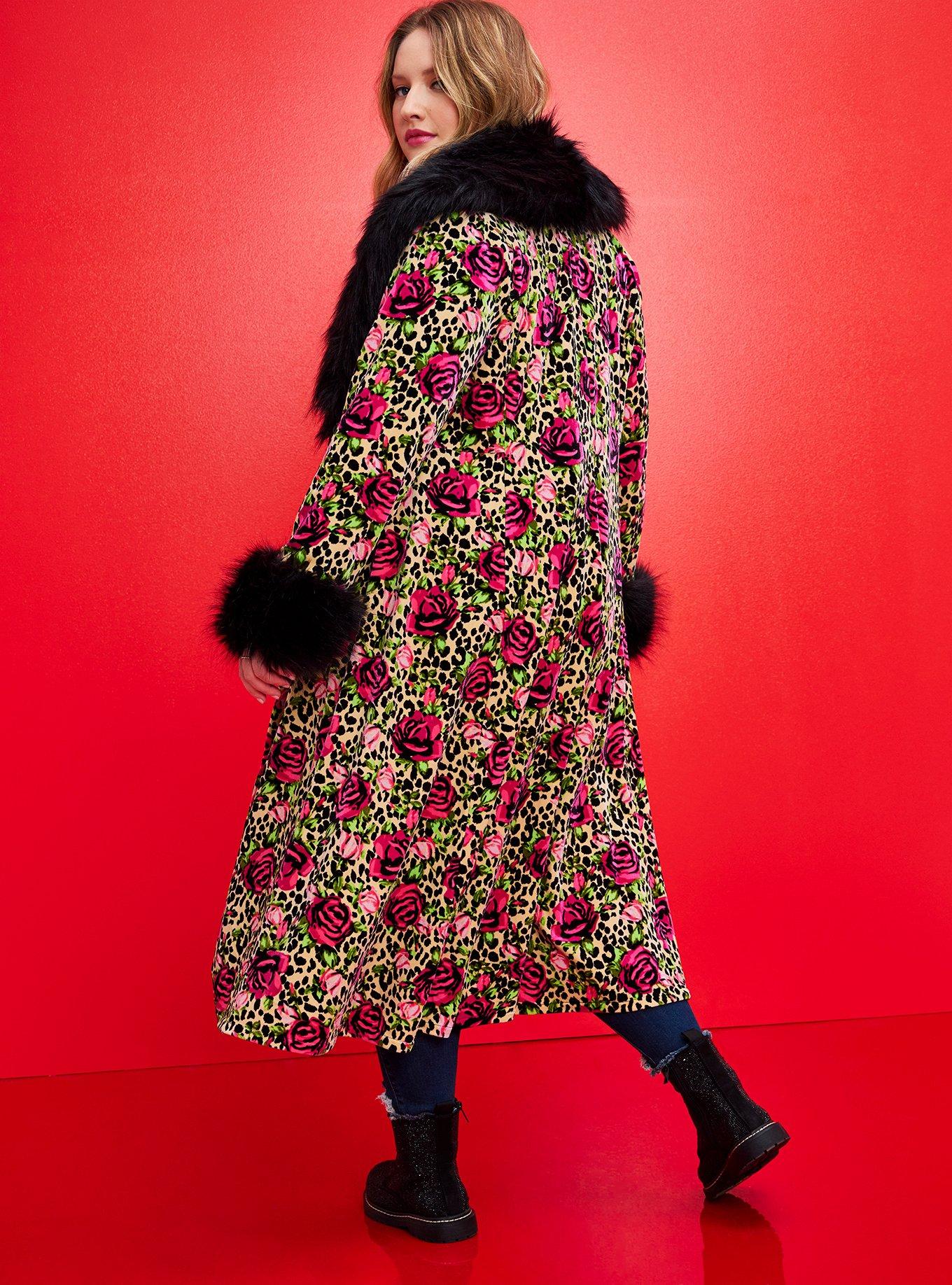 Plus Size - Betsey Johnson Coat - Velvet Leopard Floral - Torrid