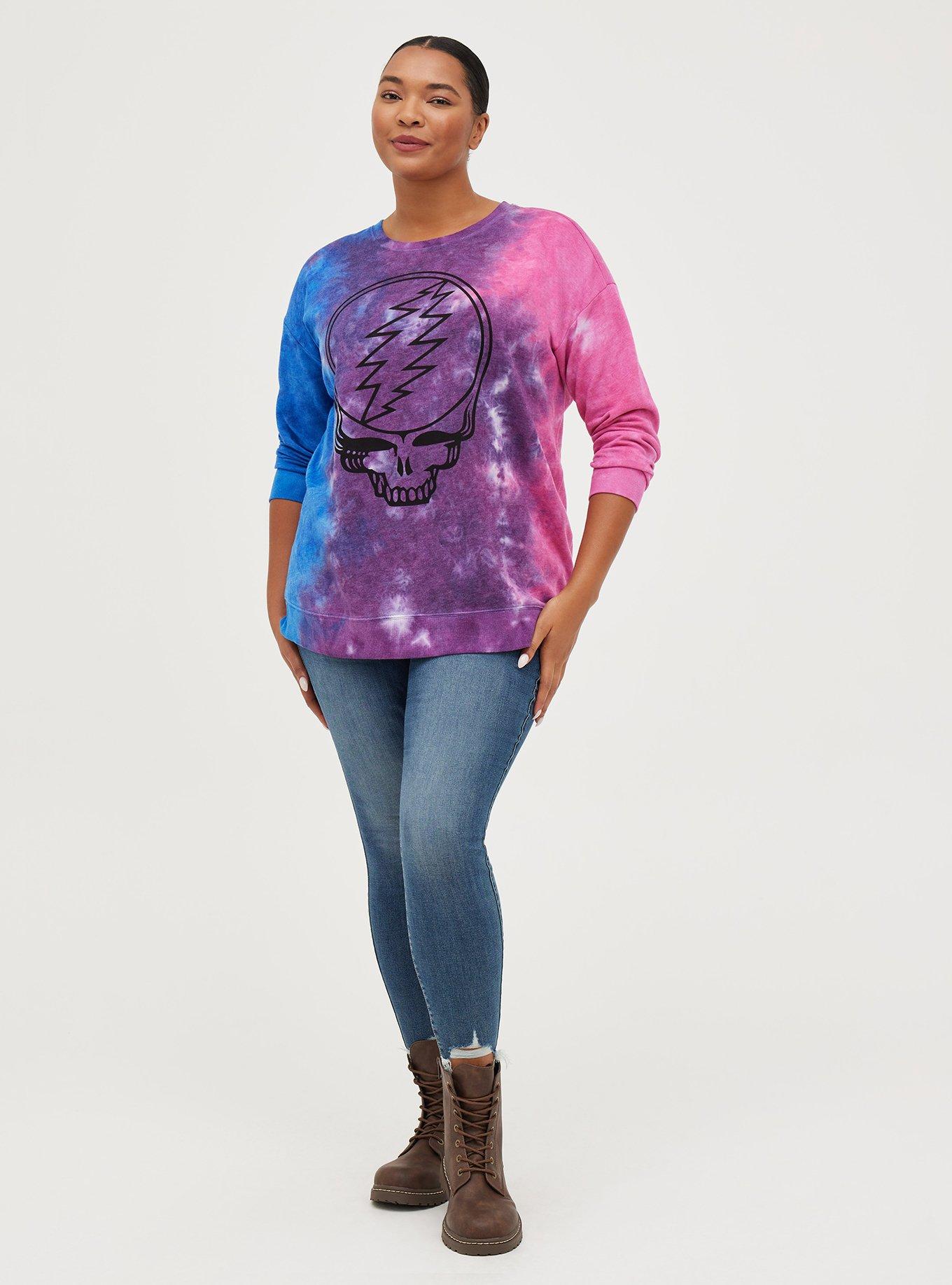 Plus Size Tunic Sweatshirt - Cozy Fleece Grateful Dead Tie Dye, MULTI TIE DYE, alternate